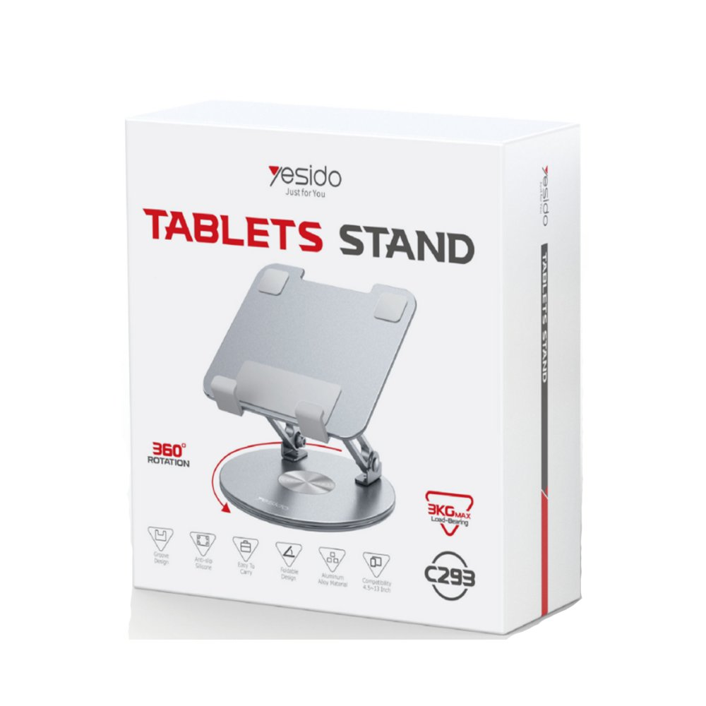 360 derece dönebilen gümüş tablet standı kutusu.