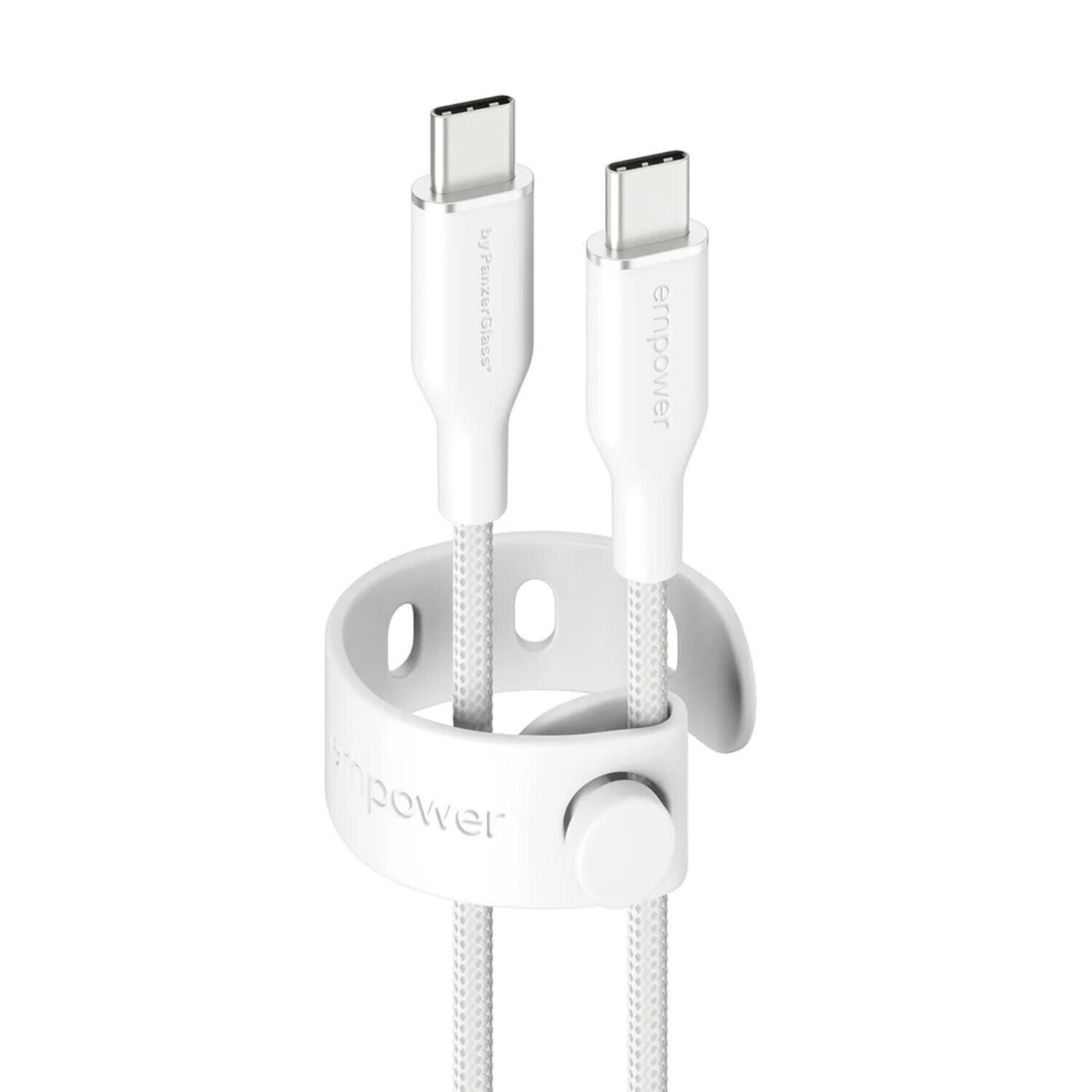 PANZERGLASS Racing 60W USB Type-C to USB Type-C  USB 2.0 1.2 M Şarj Kablosu Beyaz