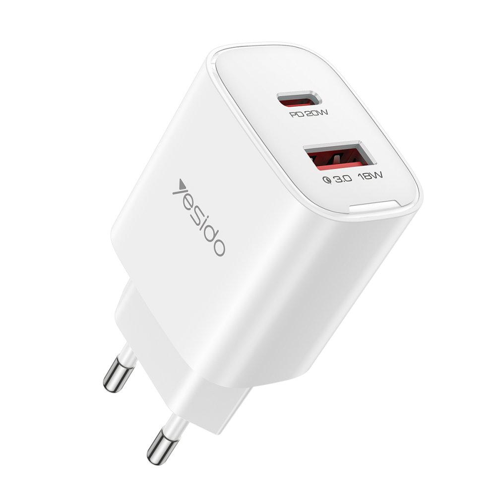 YESIDO YC02E 20W PD Hızlı Şarj Adaptörü Beyaz