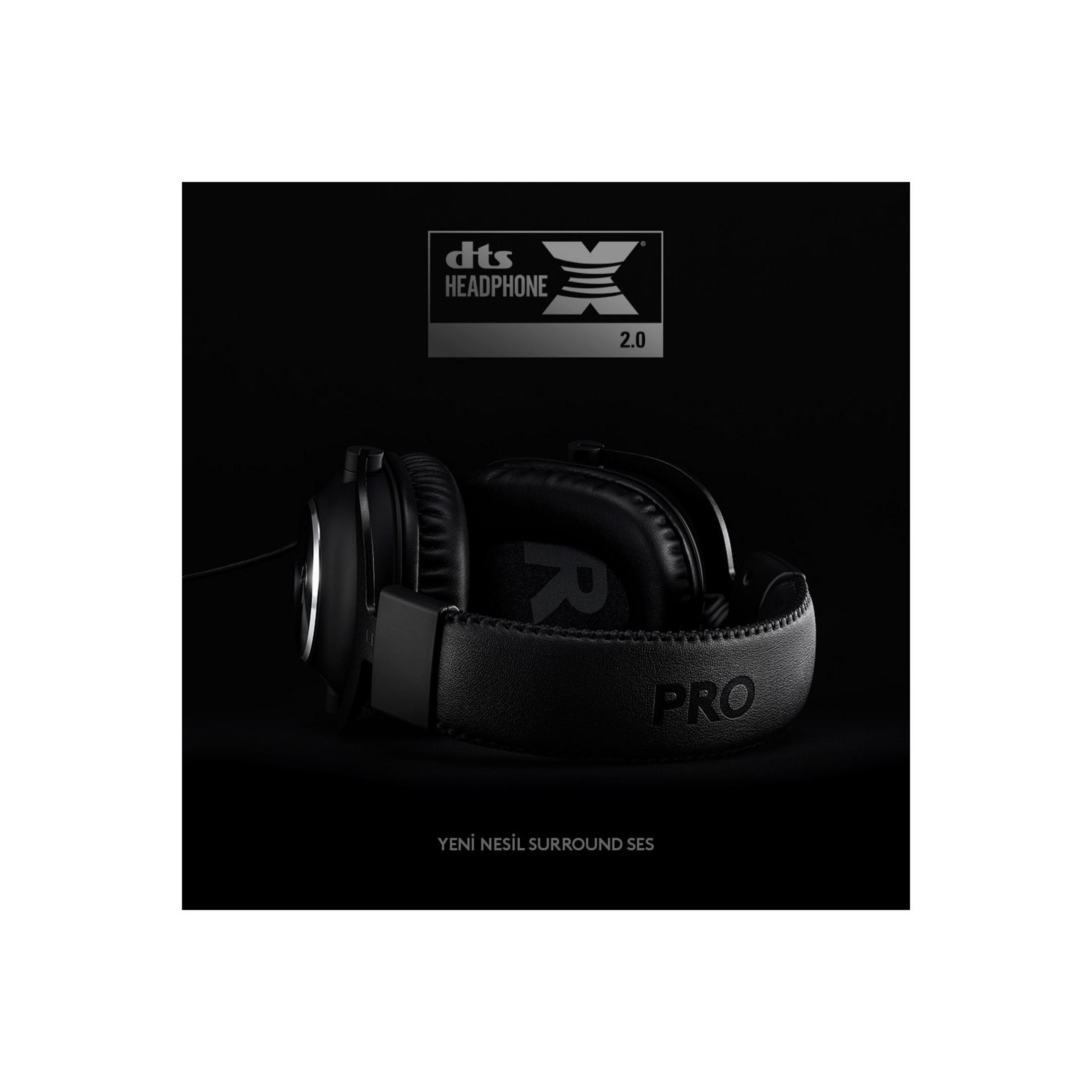 Cuffie nere con logo DTS Headphone:X 2.0 e testo 'PRO'.