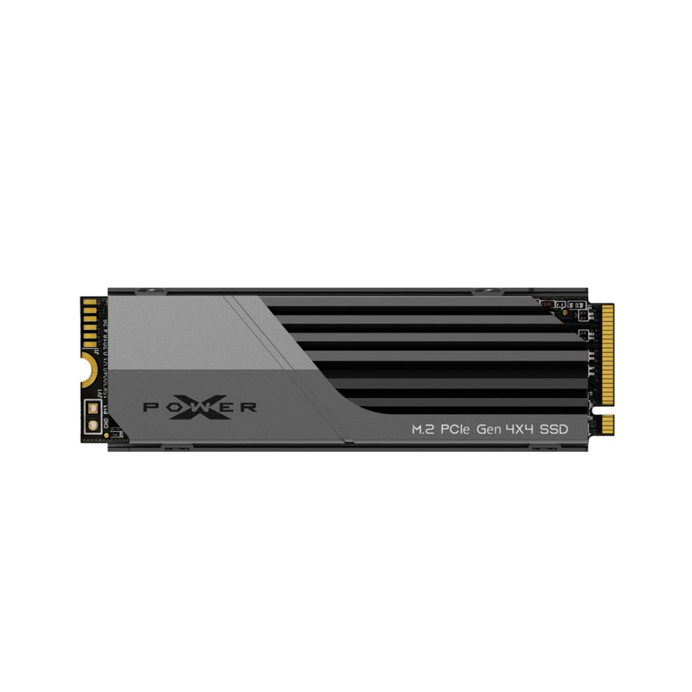Szary dysk SSD M.2 z czarnym radiatorem, logo 'POWER' i napisem 'M.2 PCIe Gen 4X4 SSD'.