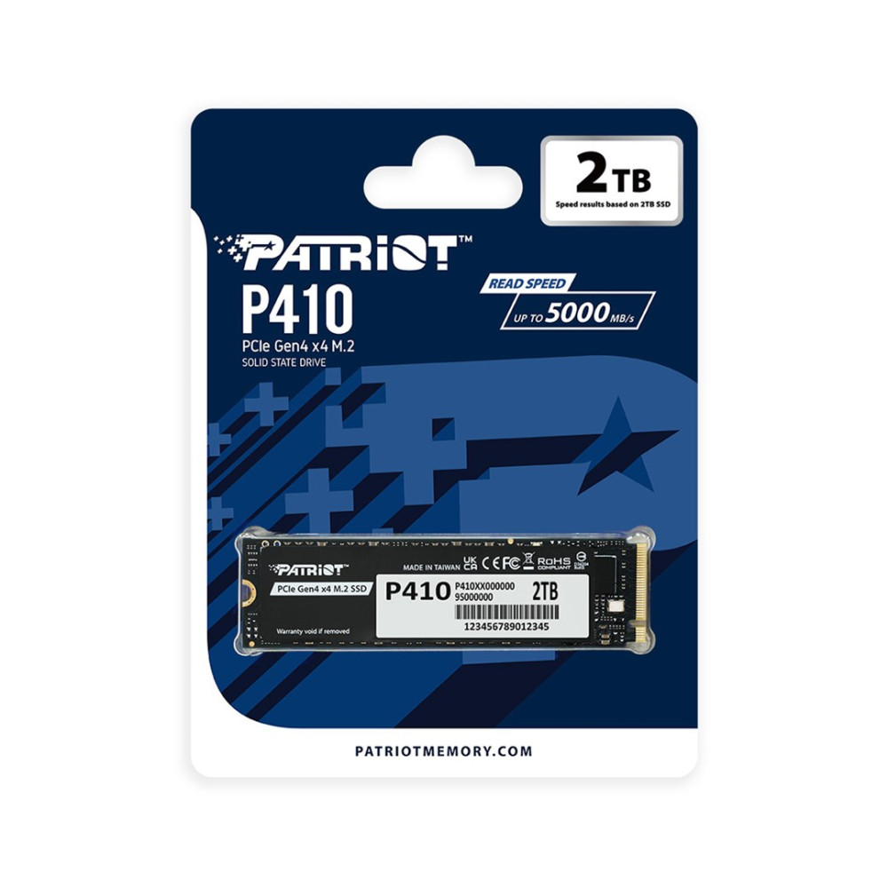 Patriot P410 2TB M.2 SSD w opakowaniu, PCIe Gen4 x4, do 5000 MB/s.