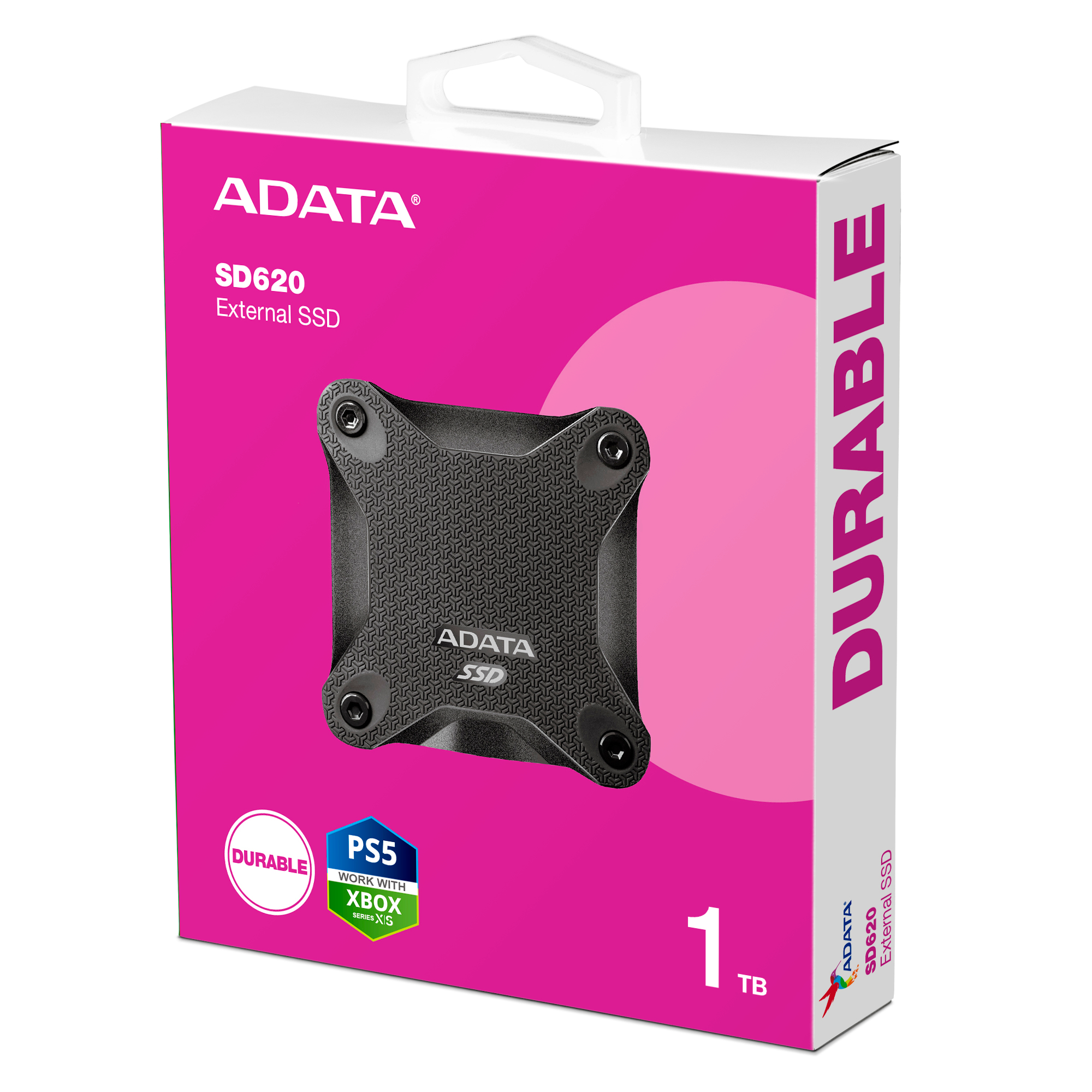 Zewnętrzny dysk SSD ADATA SD620 1 TB, wytrzymały, kompatybilny z PS5/Xbox.