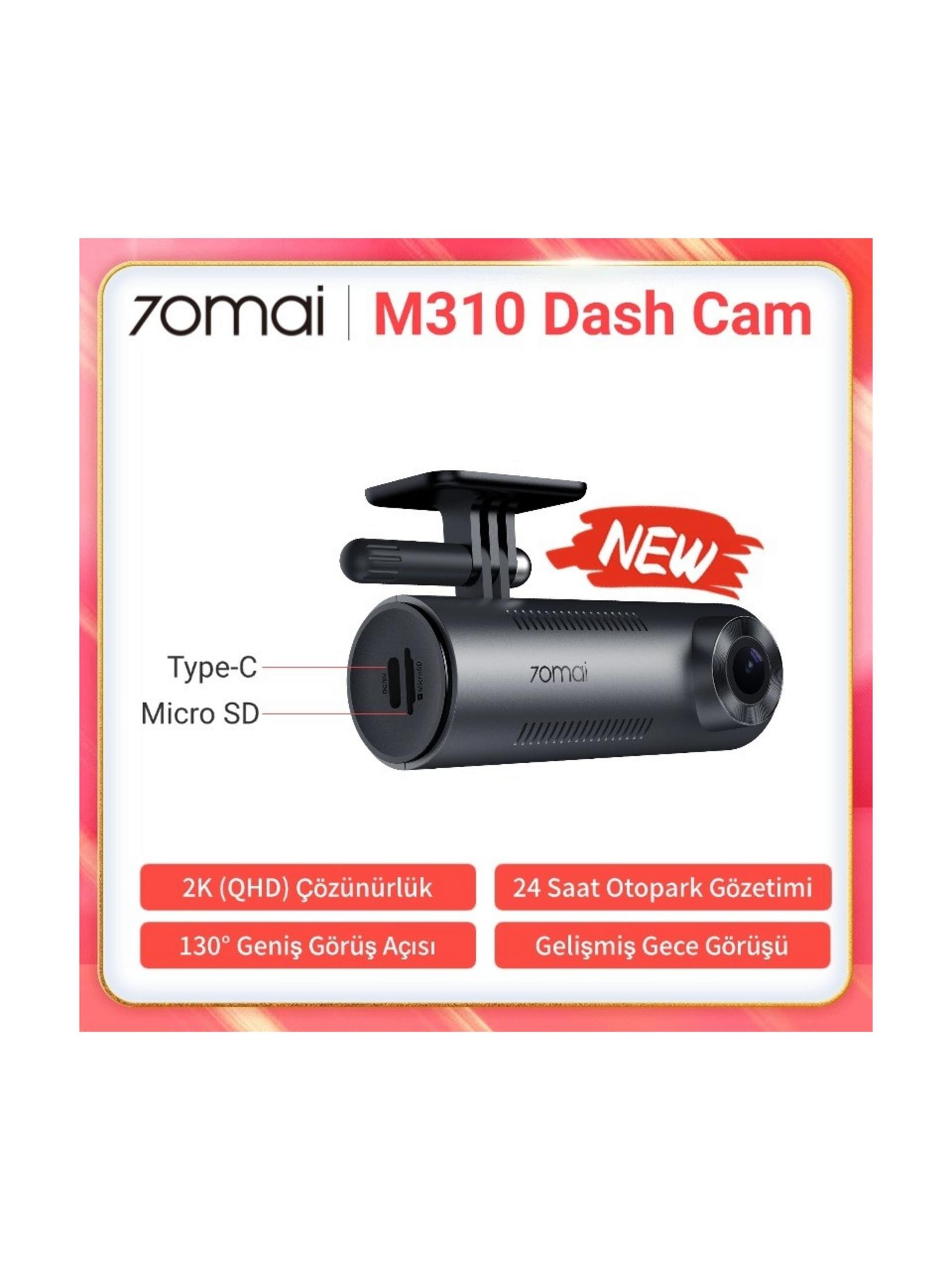 La Dashcam 70mai M310 ha Type-C, Micro SD e risoluzione 2K.