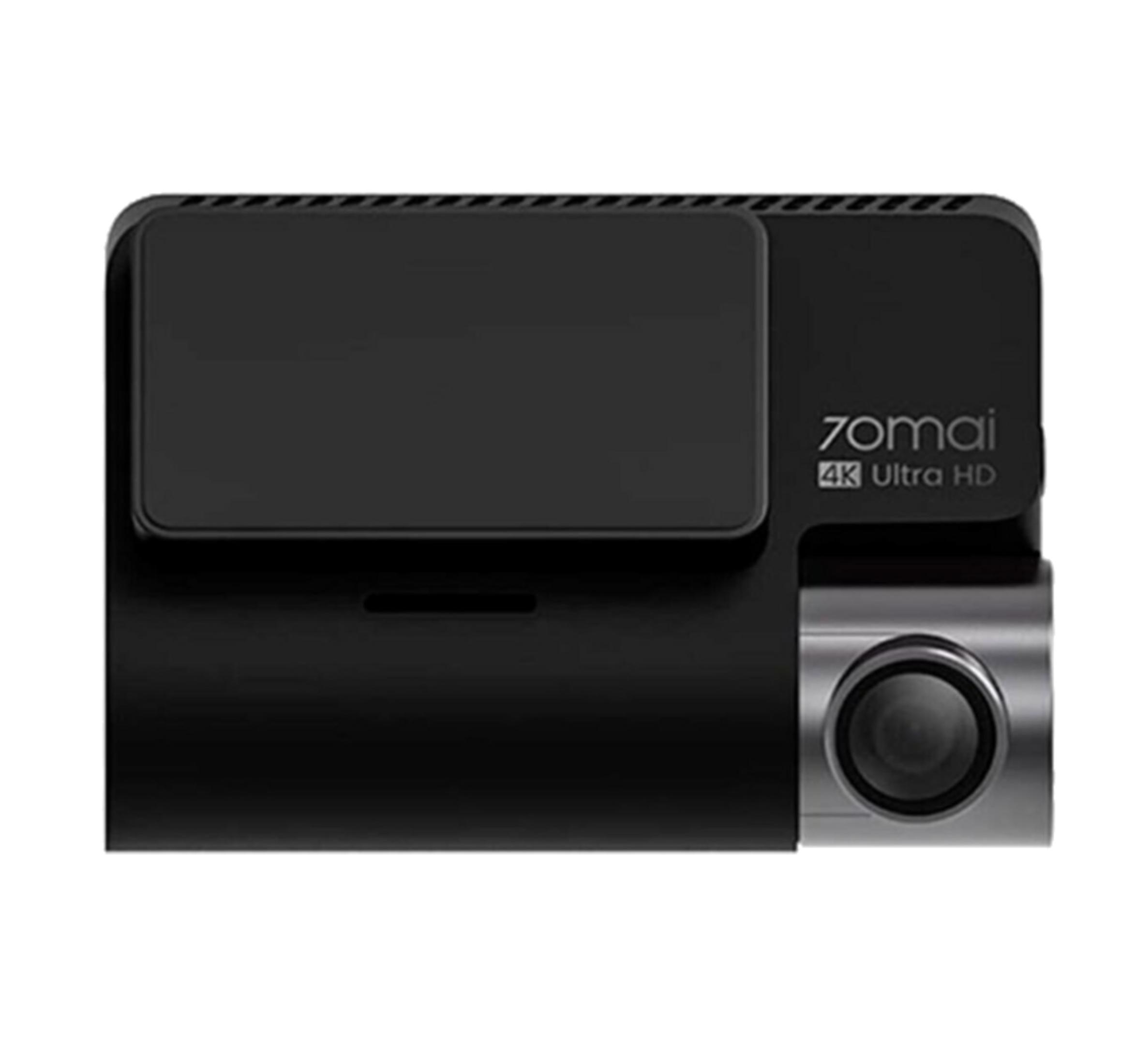 Una dashcam 70mai 4K Ultra HD nera con lente.