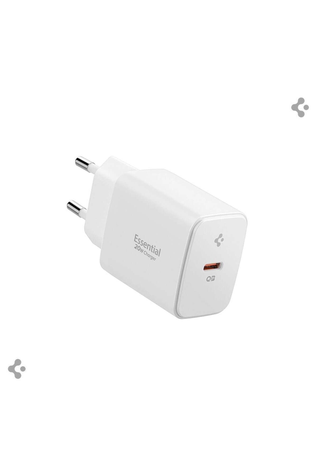 SPIGEN ACH08701 20W USB-C Mini Hızlı Şarj Alet / Isı Düşürücü GaN Destekli Akım Korumalı Adaptör Beyaz