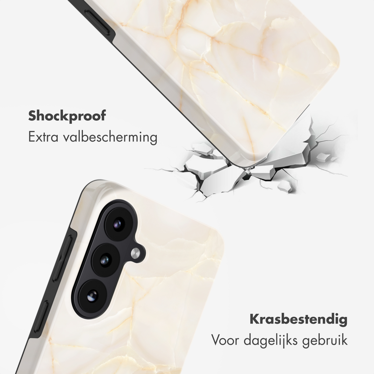 Telefoonhoes met marmerpatroon, schokbestendig en krasbestendig voor dagelijks gebruik.
