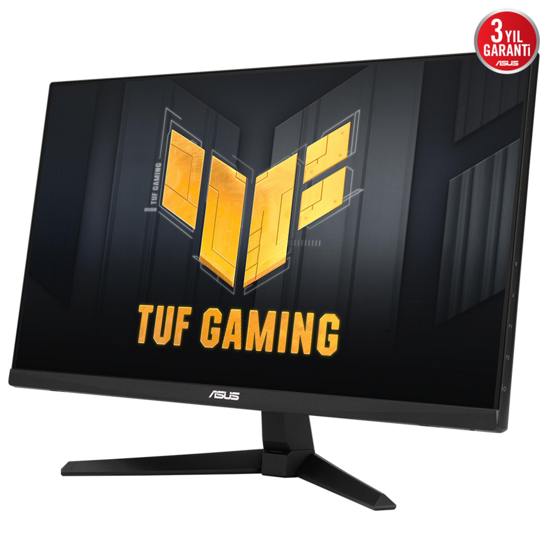 Czarny monitor z logo i napisem ASUS TUF Gaming.