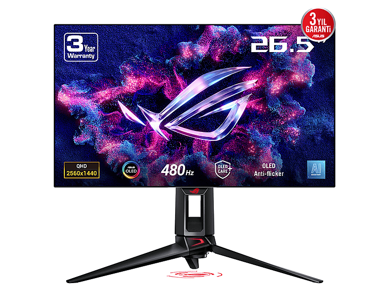 ASUS SWIFT PG27AQDP OLED/27/QHD/480HZ/0.03MS MONITOR 26,5 inç 2K UltraWide QHD 0,03 ms 480 Hz Gaming Monitör Siyah