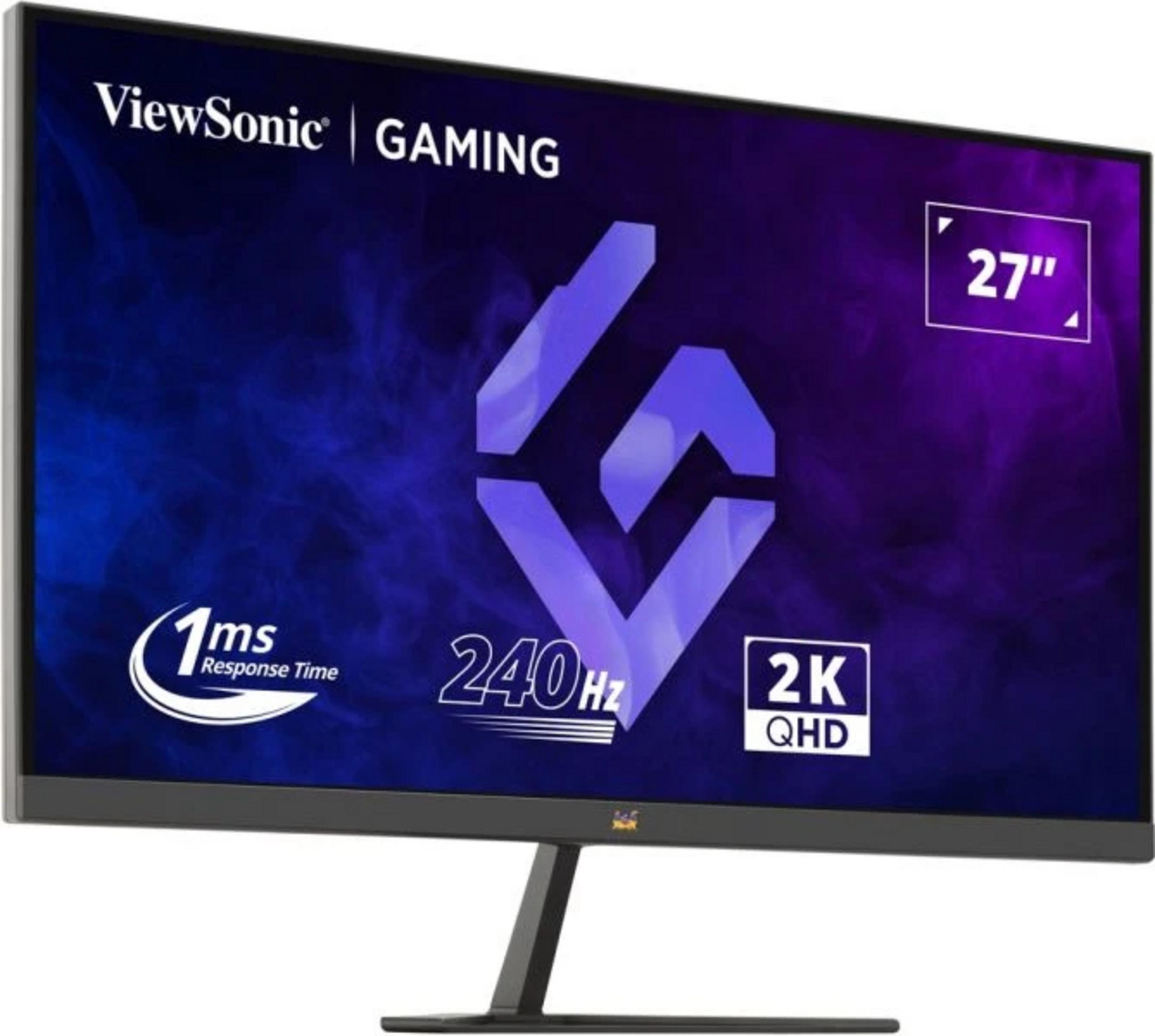 Monitor Gamingowy ViewSonic: 27 cali, 240Hz, 1ms, 2K QHD. Fioletowe dymne tło.