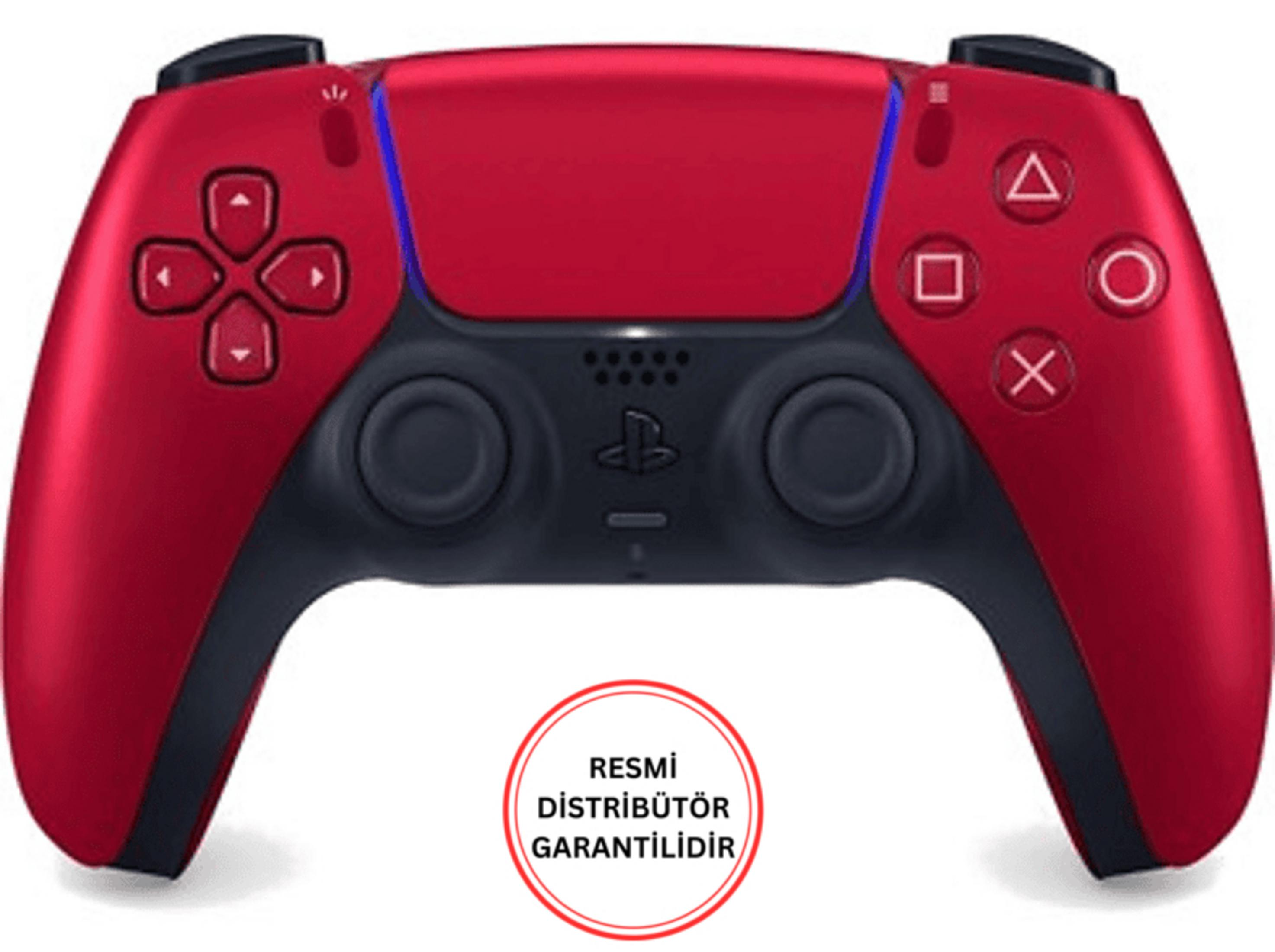 Czerwony kontroler z czarnymi akcentami i okręgiem z tureckim tekstem.