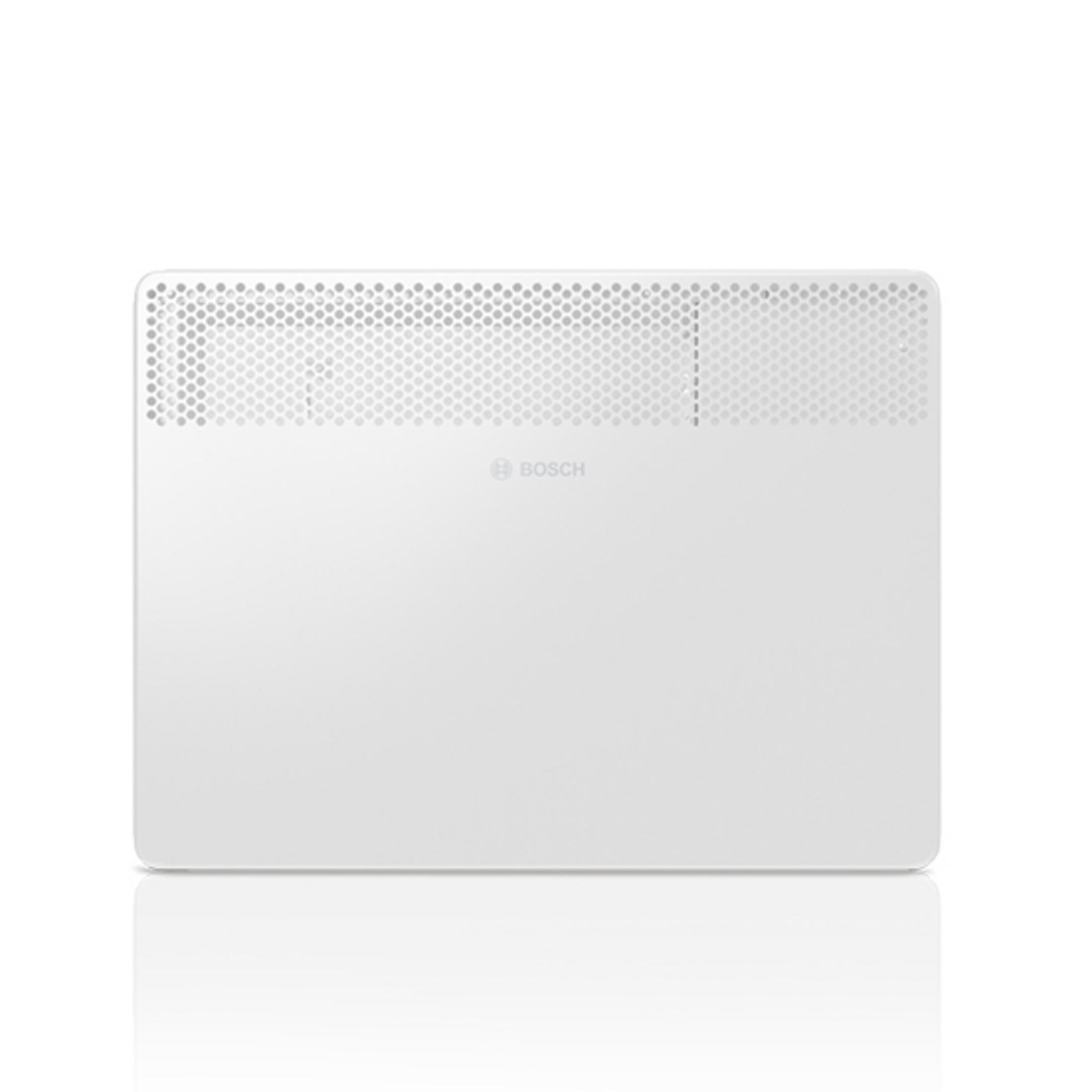 Un riscaldatore bianco Bosch con prese d'aria in alto e logo.