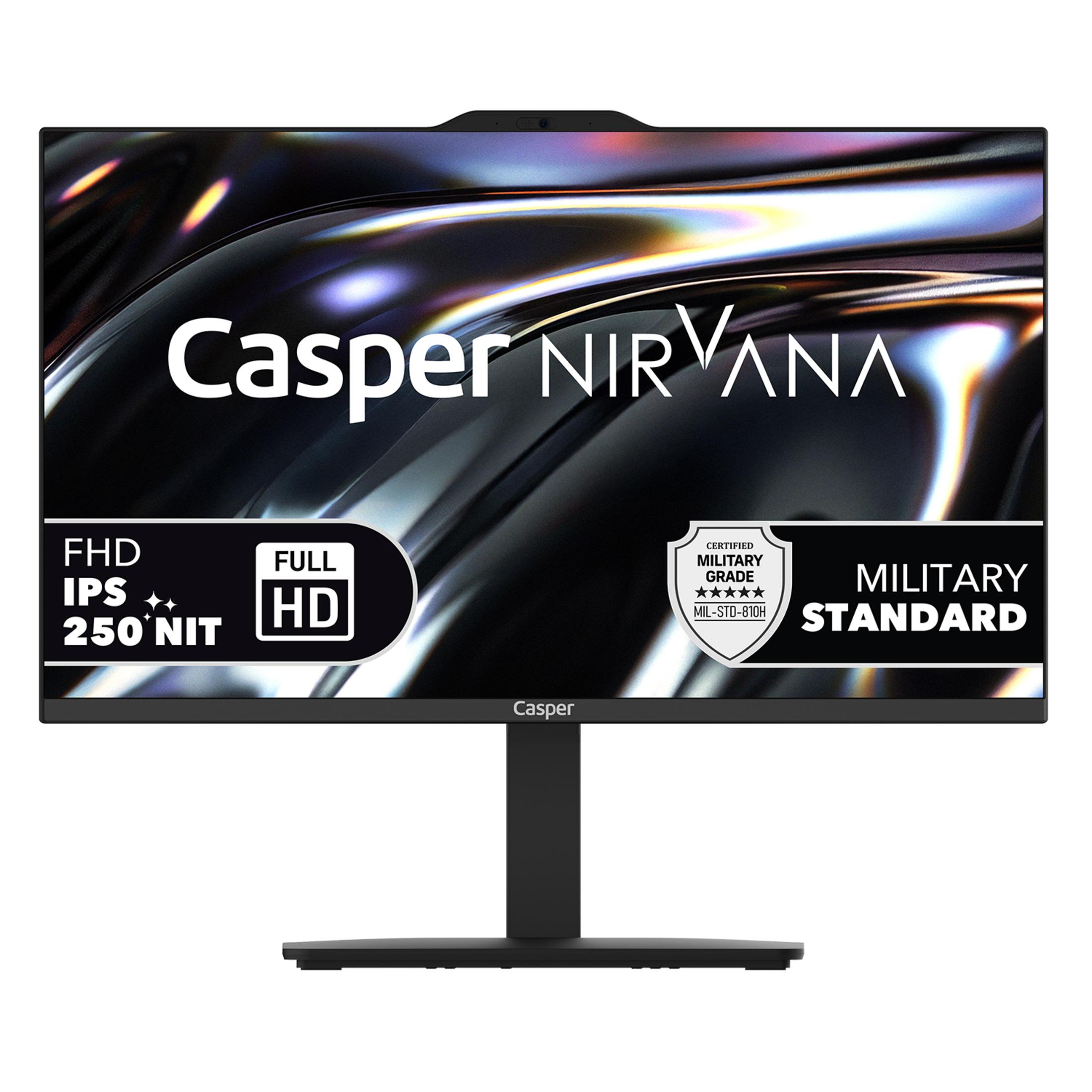 FHD, IPS, 250 NIT, FULL HD ve ASKERİ STANDART sertifikalı siyah Casper NIRVANA monitör.