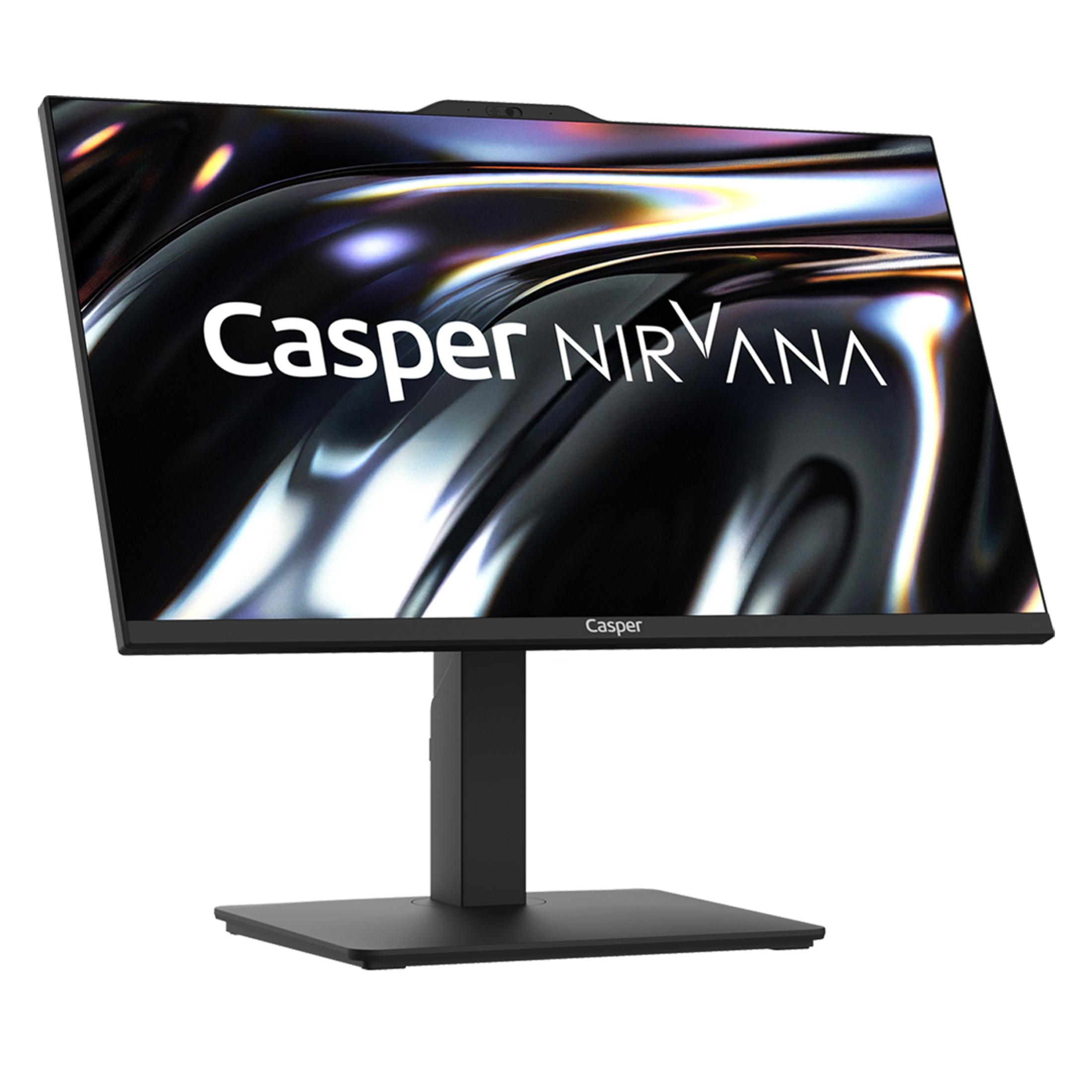 Üstte kamera ve Casper NIRVANA logosu bulunan siyah bir monitör.
