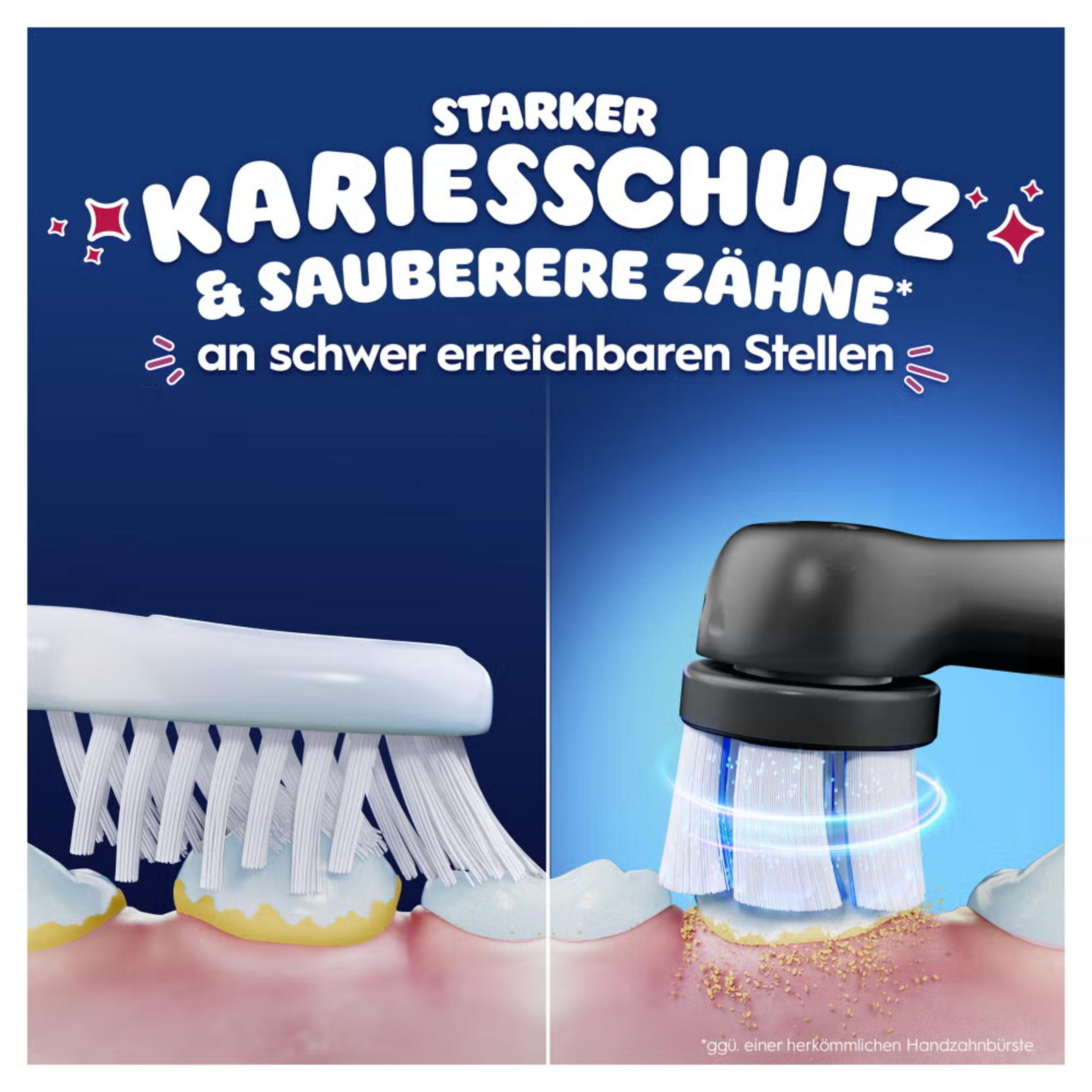 Dwie główki szczoteczki czyszczą zęby i dziąsła. Jedna manualna, jedna elektryczna.