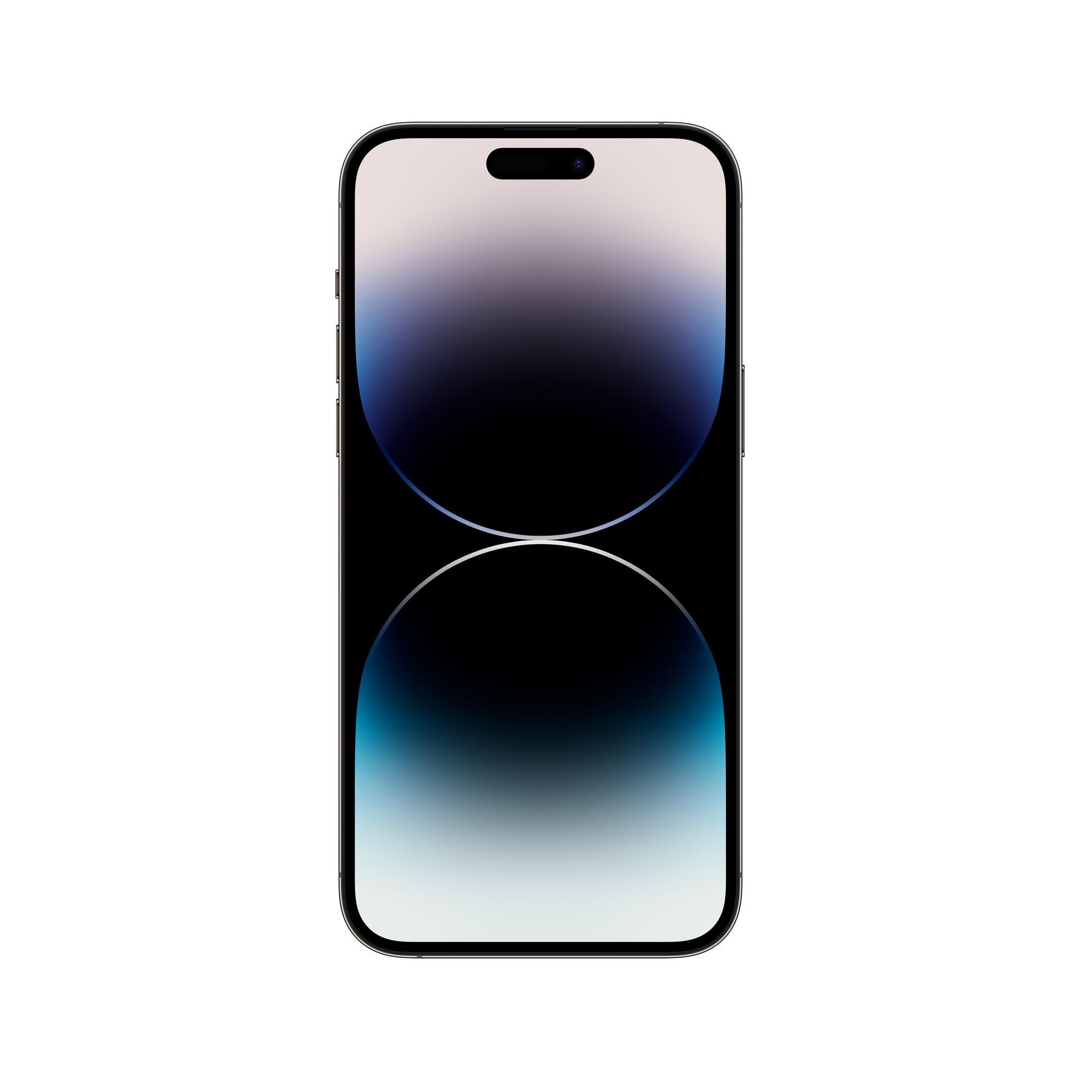 Un iPhone oscuro con un fondo de pantalla azul y blanco.
