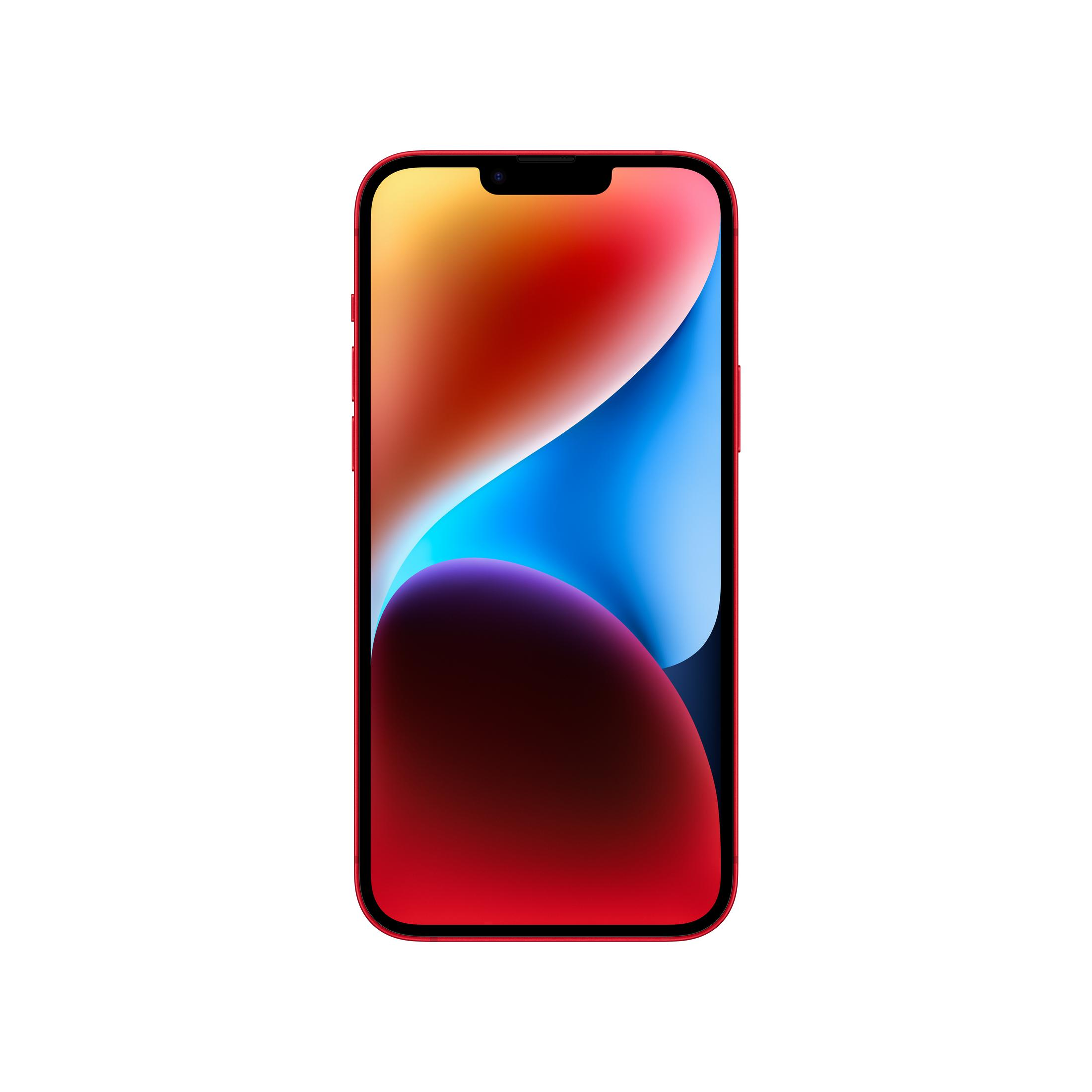 Kırmızı bir iPhone renkli soyut duvar kağıdı gösteriyor.