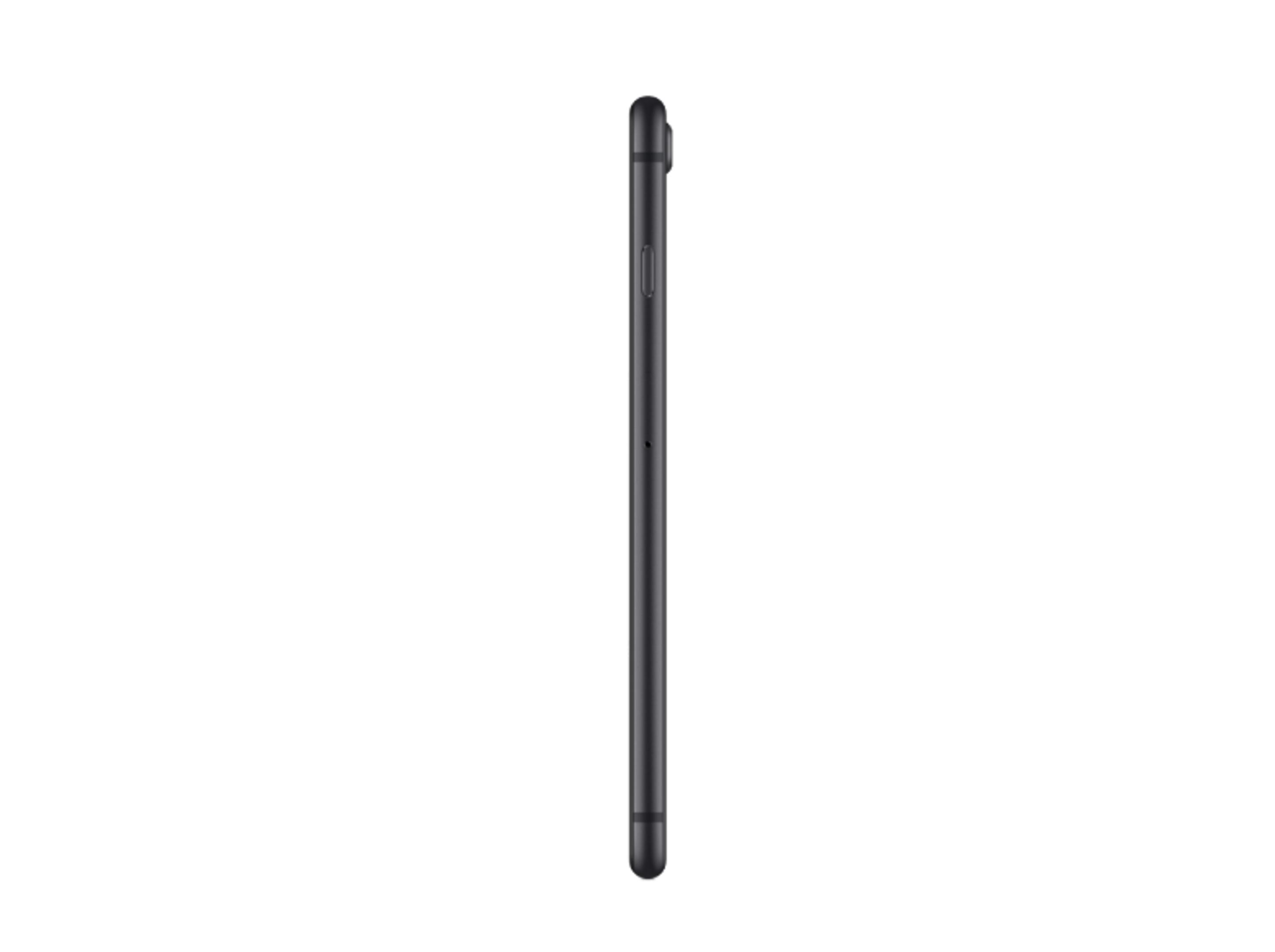 Czarny smartfon w profilu na białym tle.