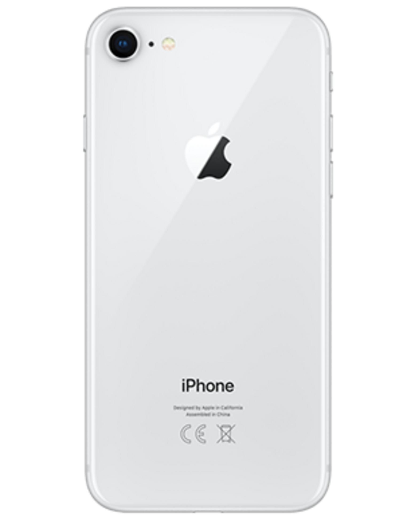 Rückseite eines weißen iPhones mit Apple-Logo und Kamera.