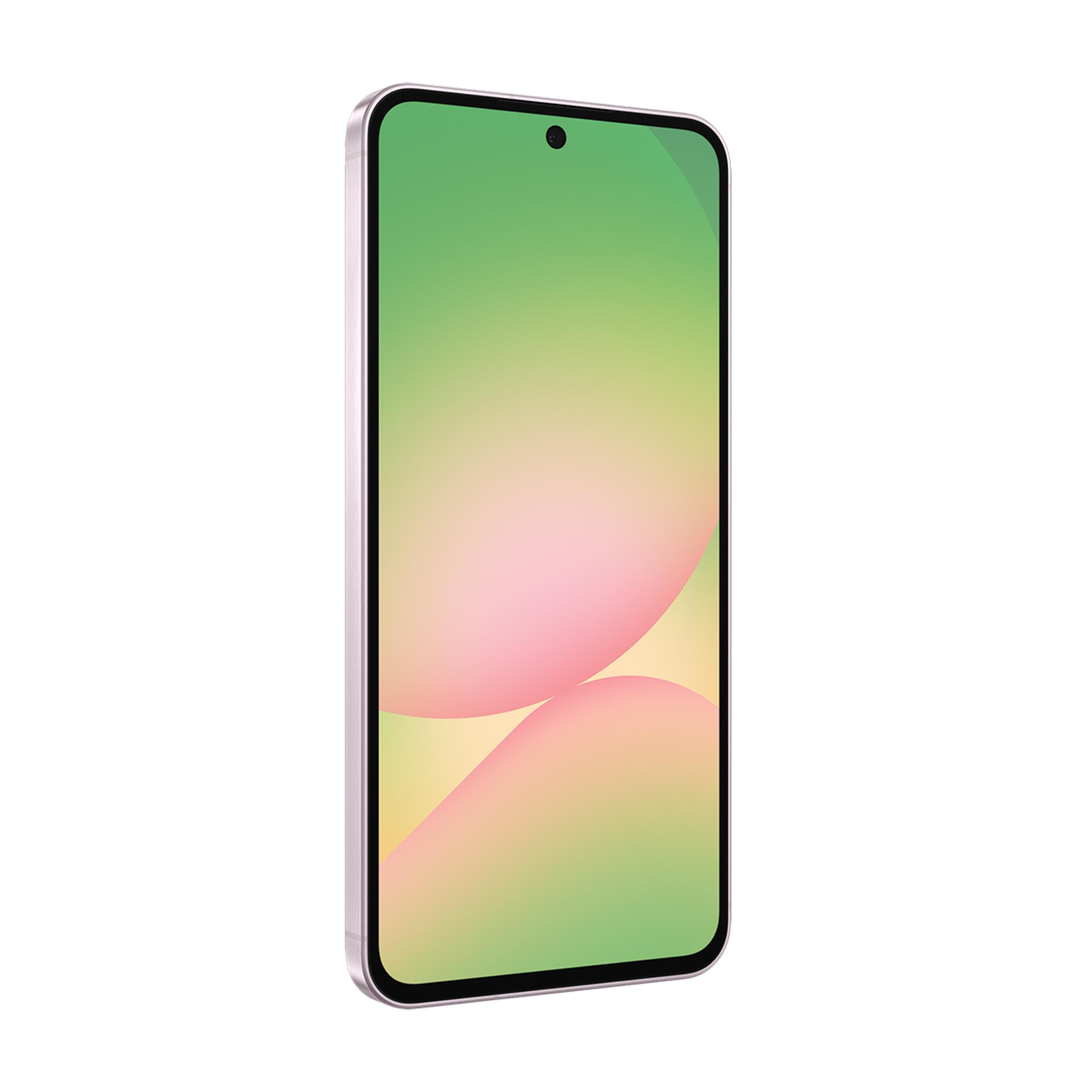 Uno smartphone con un gradiente di verde, giallo e rosa.