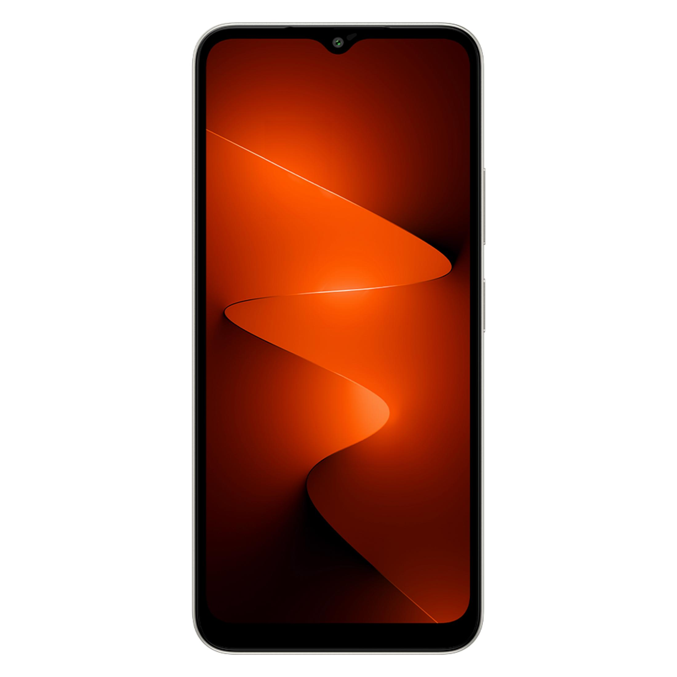Turuncu, dalgalı duvar kağıdı gösteren bir akıllı telefon.