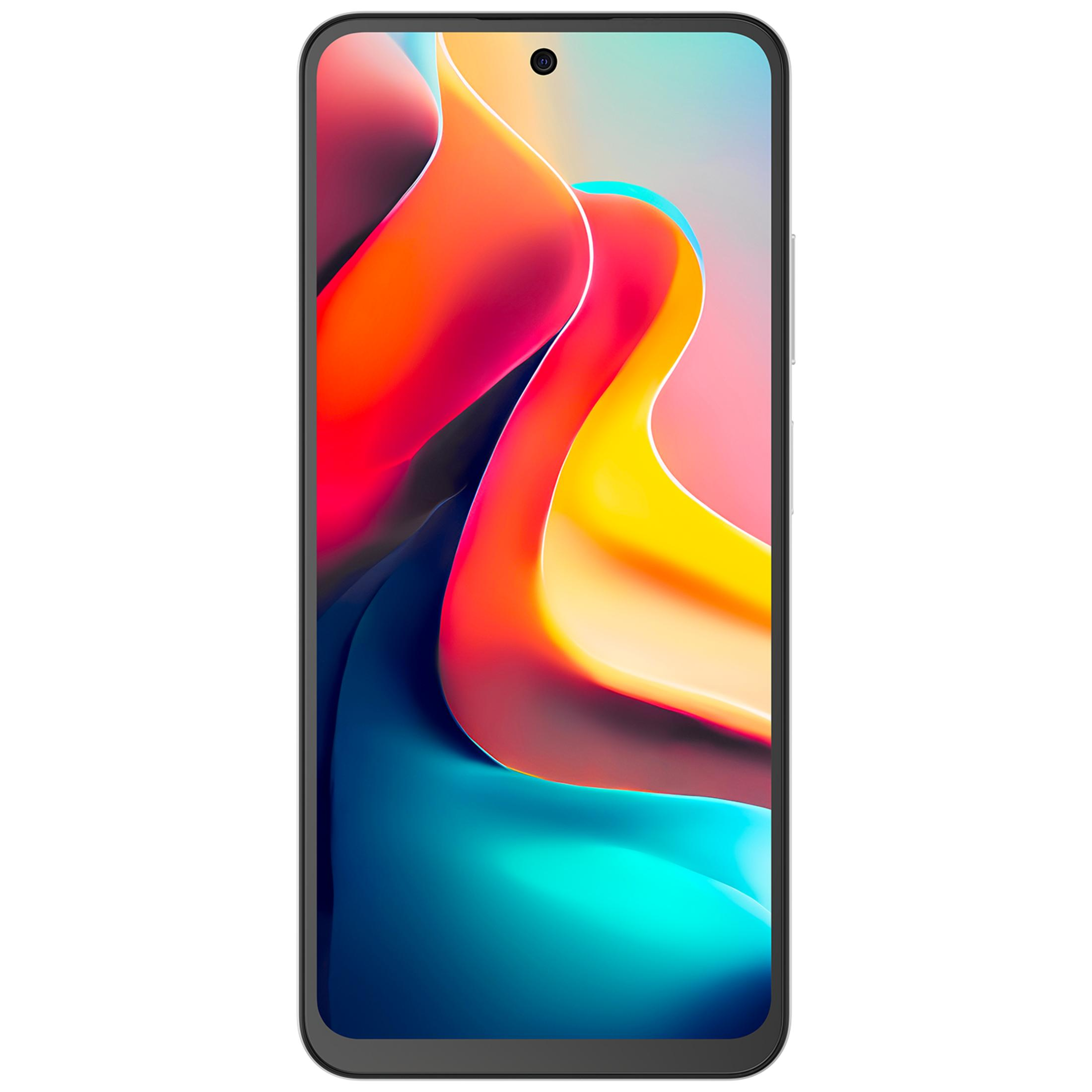 Renkli, soyut duvar kağıdı gösteren bir akıllı telefon.