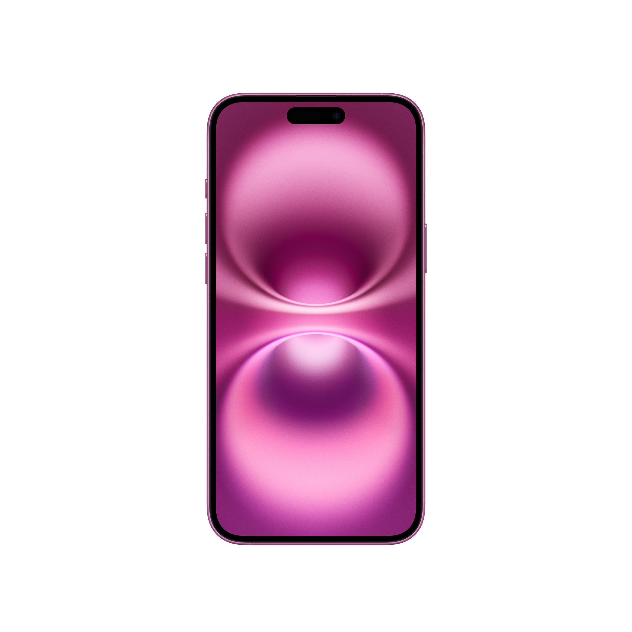 Ekranında soyut arka plan gösteren mor bir akıllı telefon.