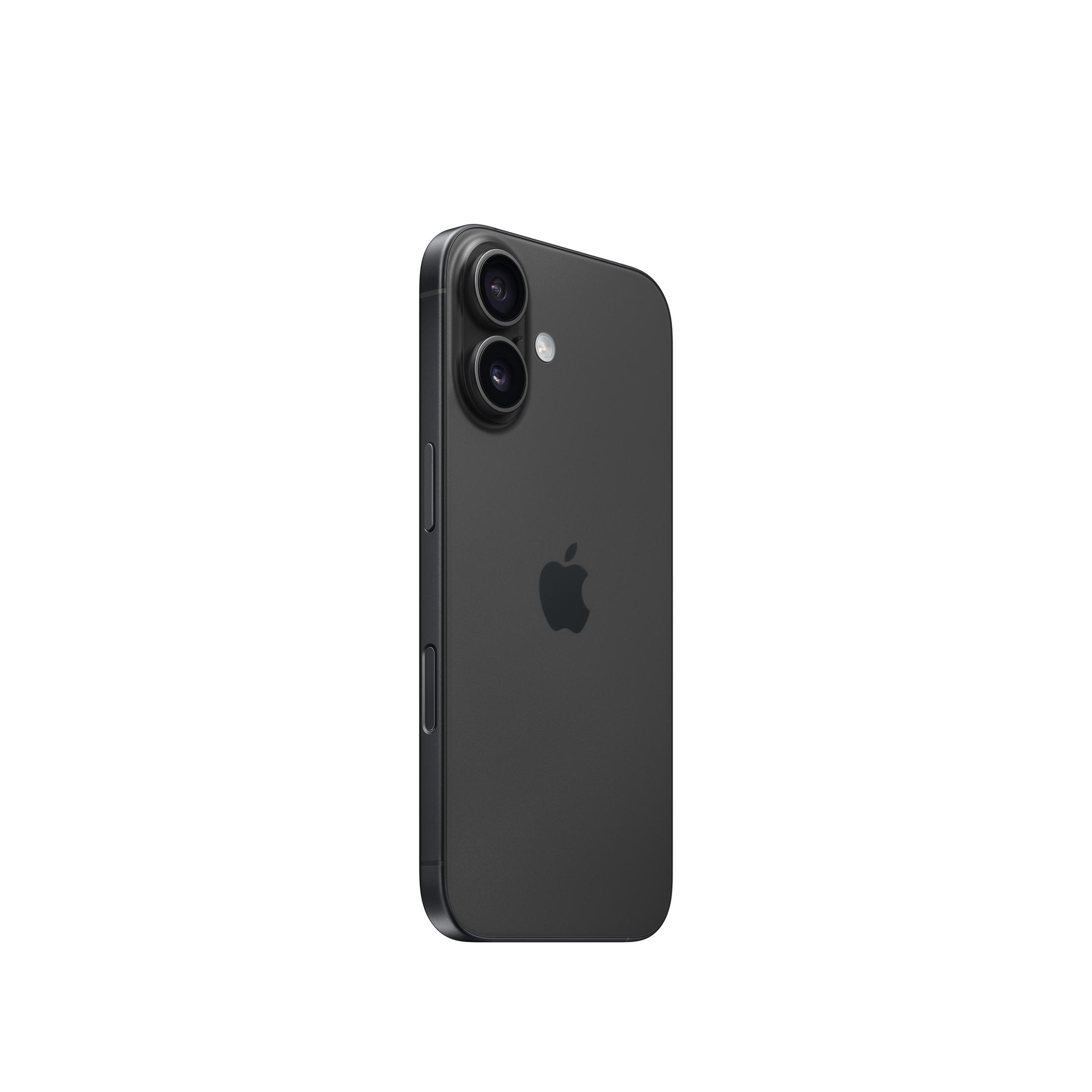 Ciemny smartfon z dwoma aparatami i logo Apple z tyłu.