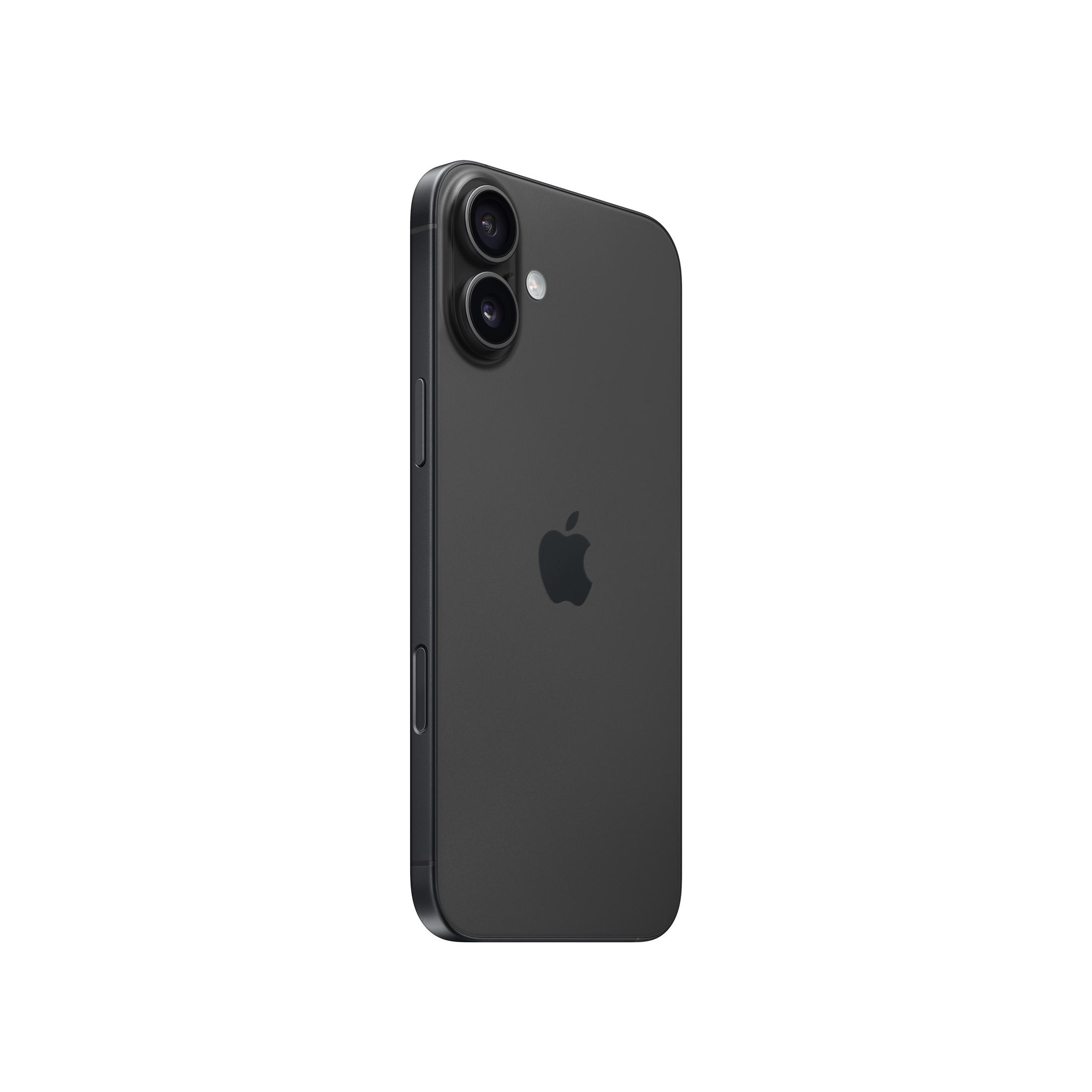 iPhone gris oscuro con doble cámara trasera y logo de Apple.