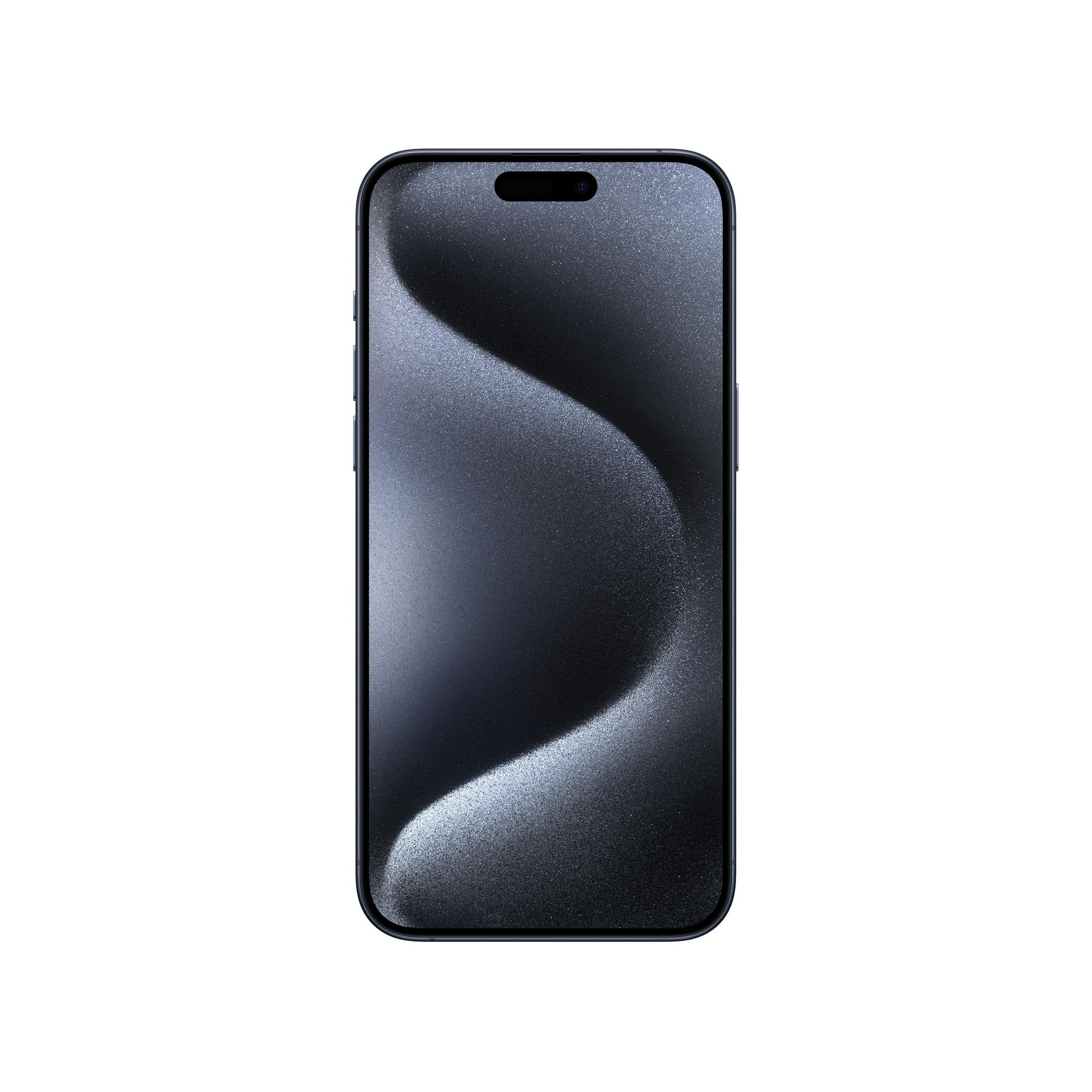 Ekranında dalga deseni olan koyu renkli akıllı telefon, beyaz arka planda.
