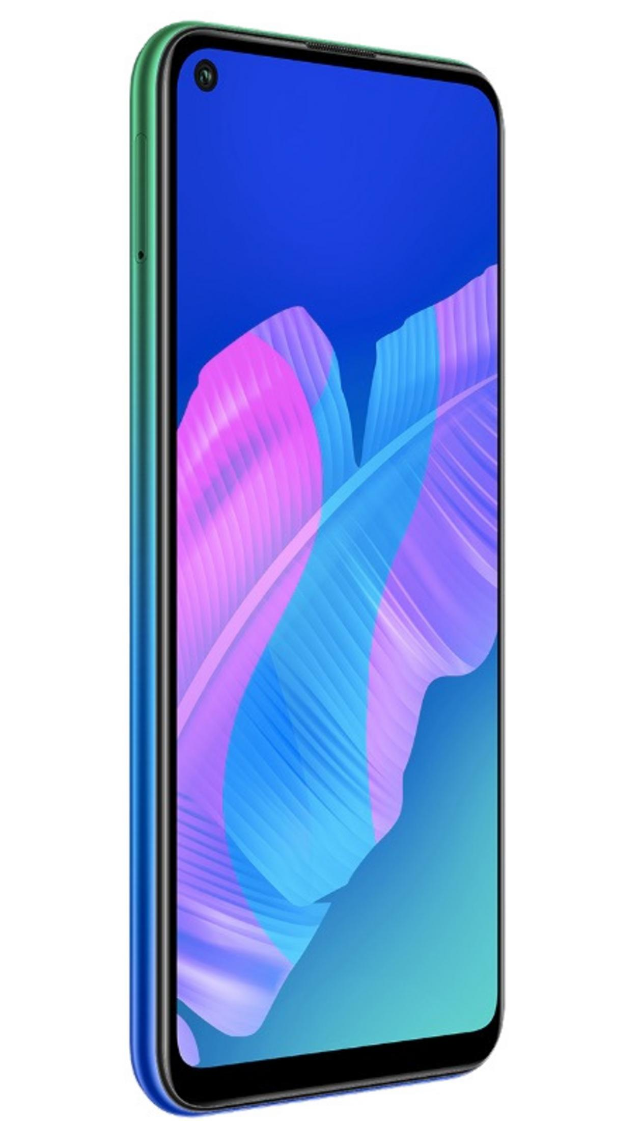 Ein Smartphone mit grünem Rahmen und einem blauen Display mit Farbverlauf.