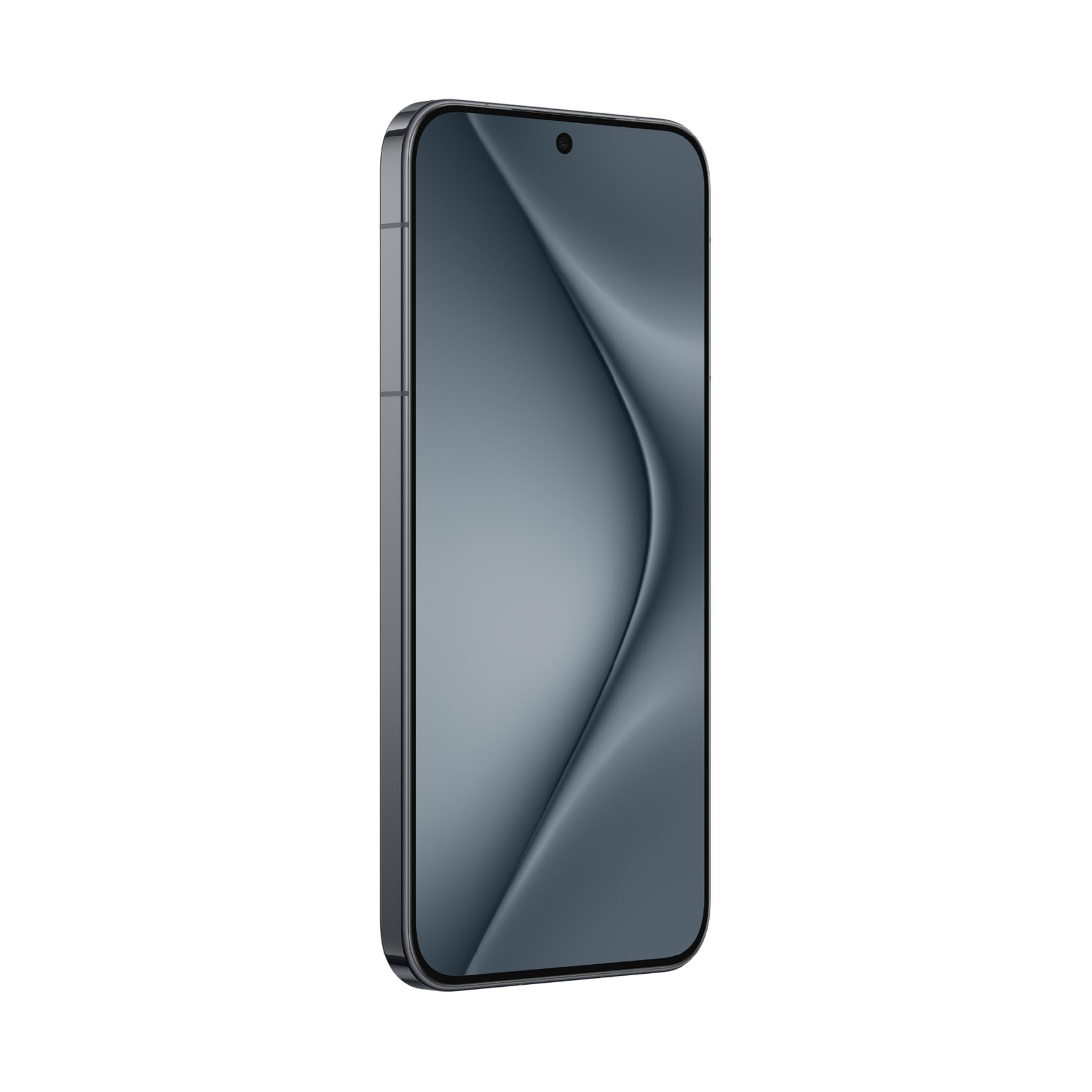 Ein dunkles Smartphone mit einem wellenförmigen Muster auf dem Bildschirm.