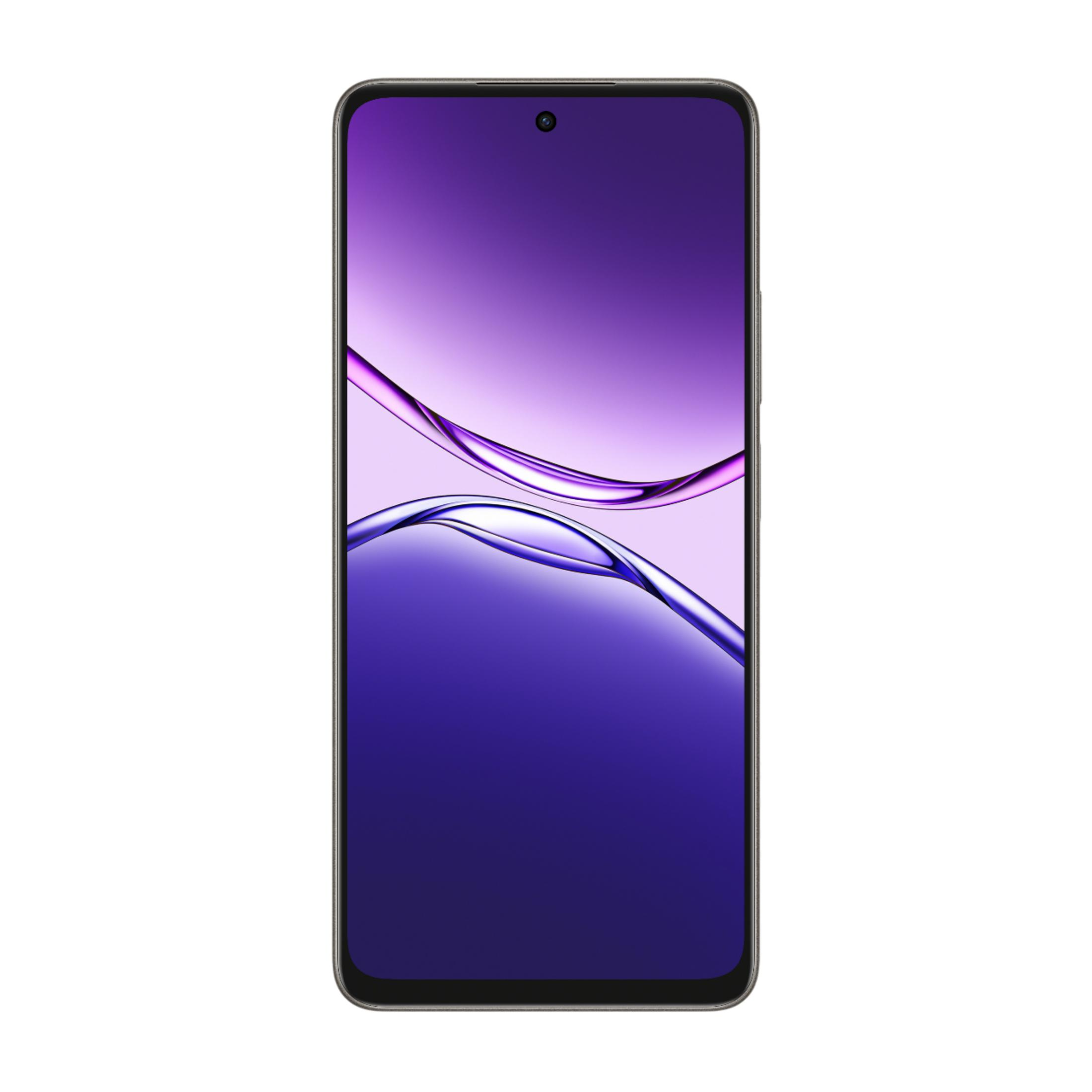 Mor ve mavi duvar kağıdı gösteren bir akıllı telefon. Tek ön kamerası var.