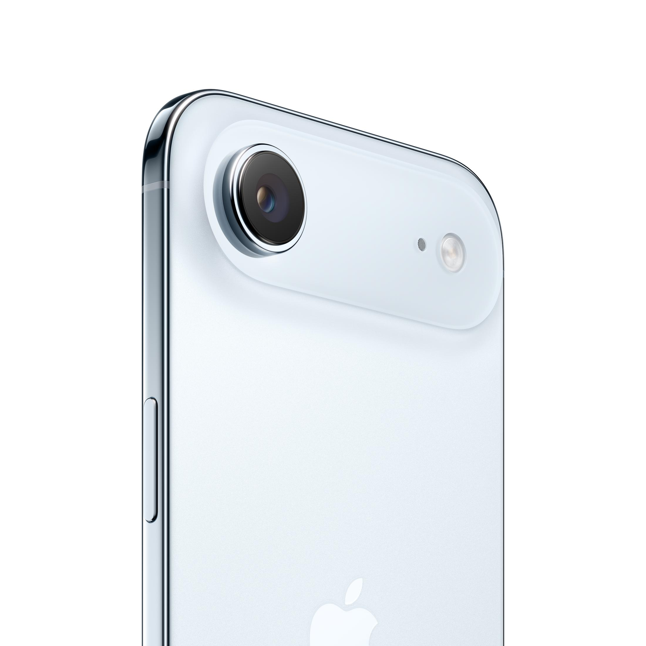 Zbliżenie białego iPhone'a ze srebrną krawędzią i modułem kamery.
