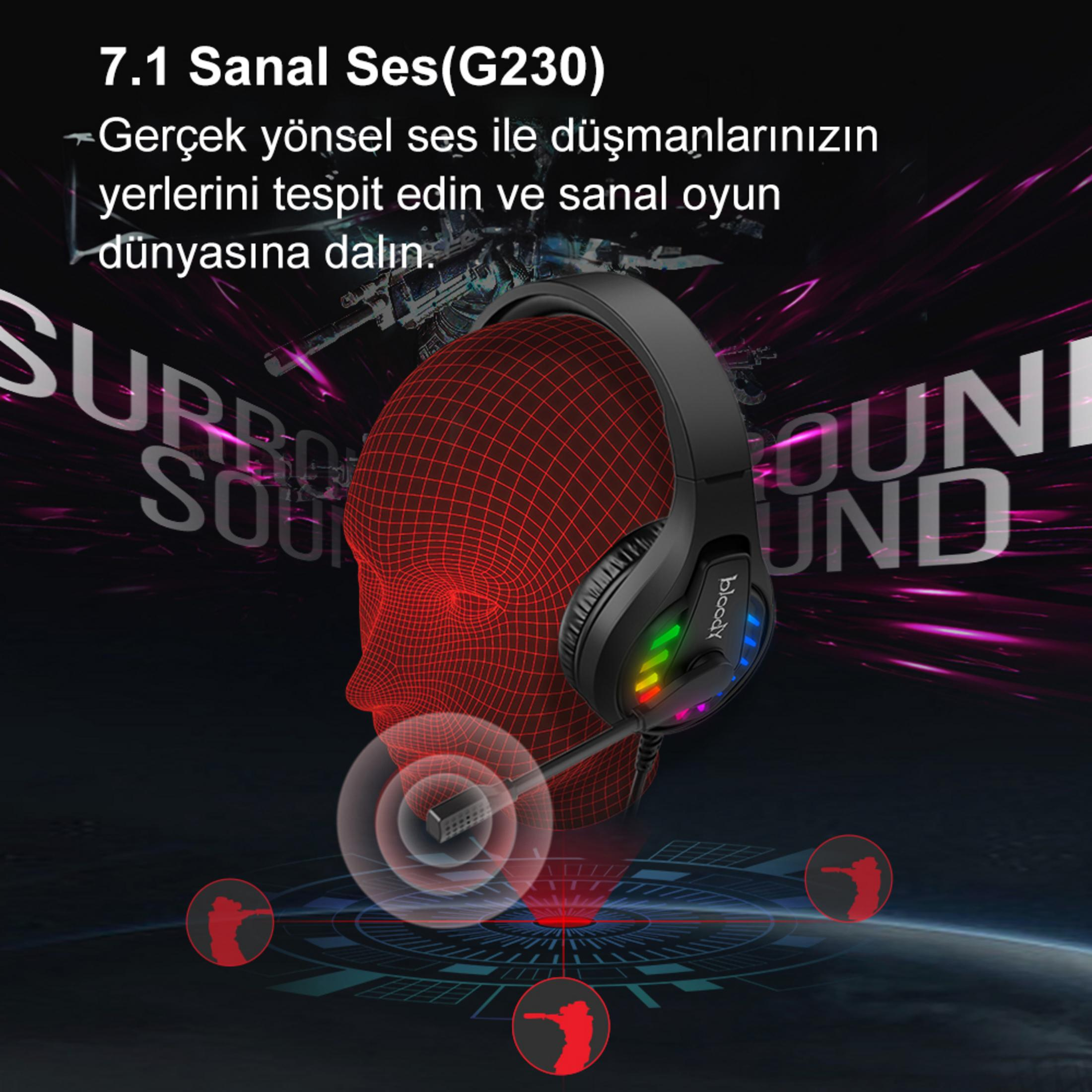 Gaming headset 7.1 térhatású hanggal és színes világítással.