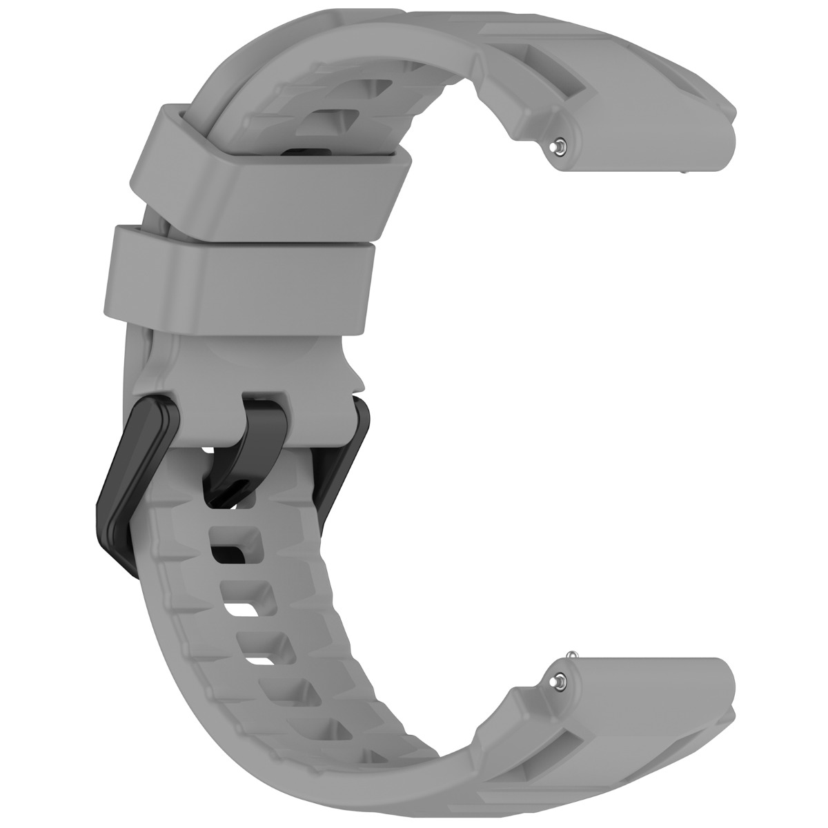 Cinturino grigio per orologio con fibbia e cinturino neri.