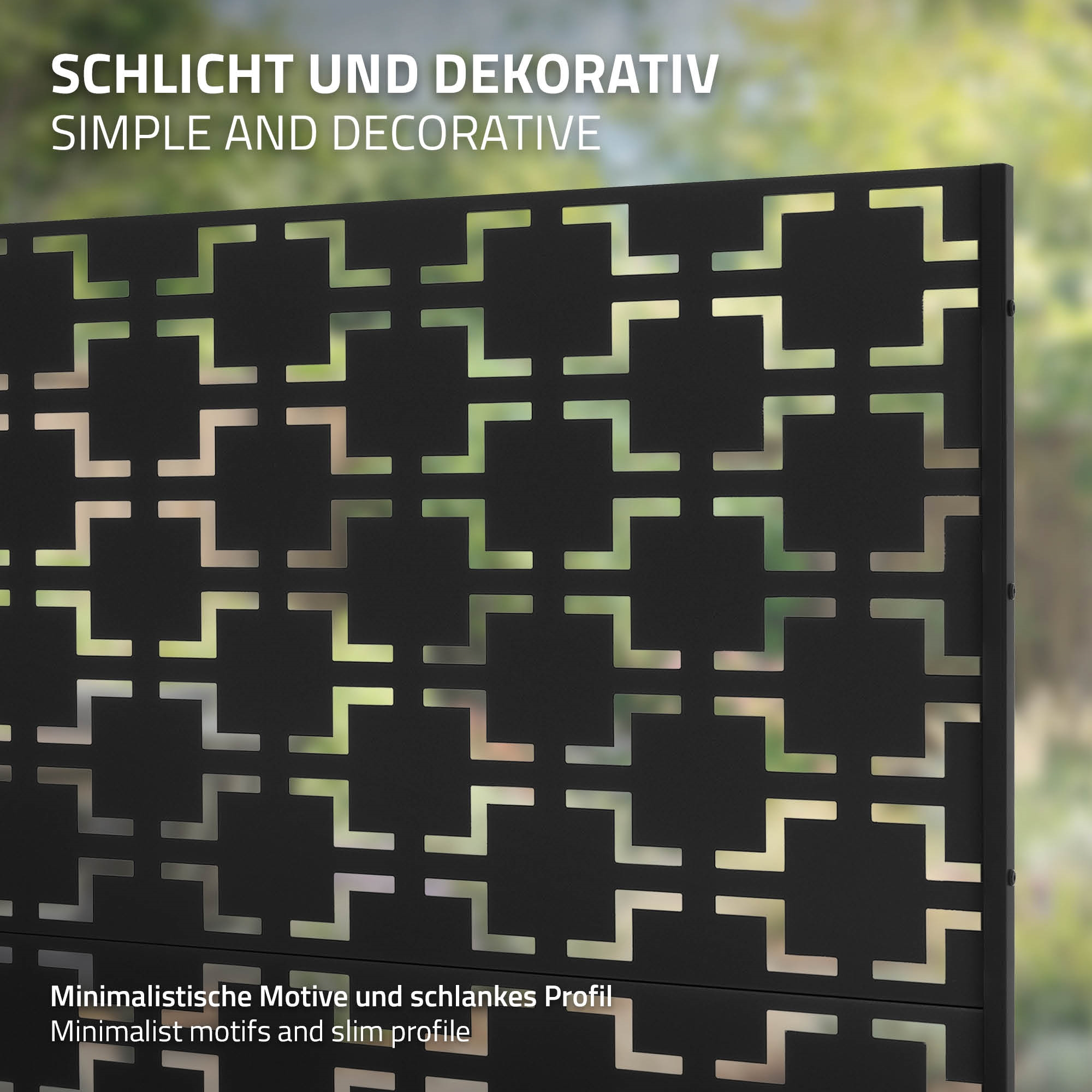 Schwarzes Metallpaneel mit geometrischem Muster und Hintergrund. Einfach und dekorativ.