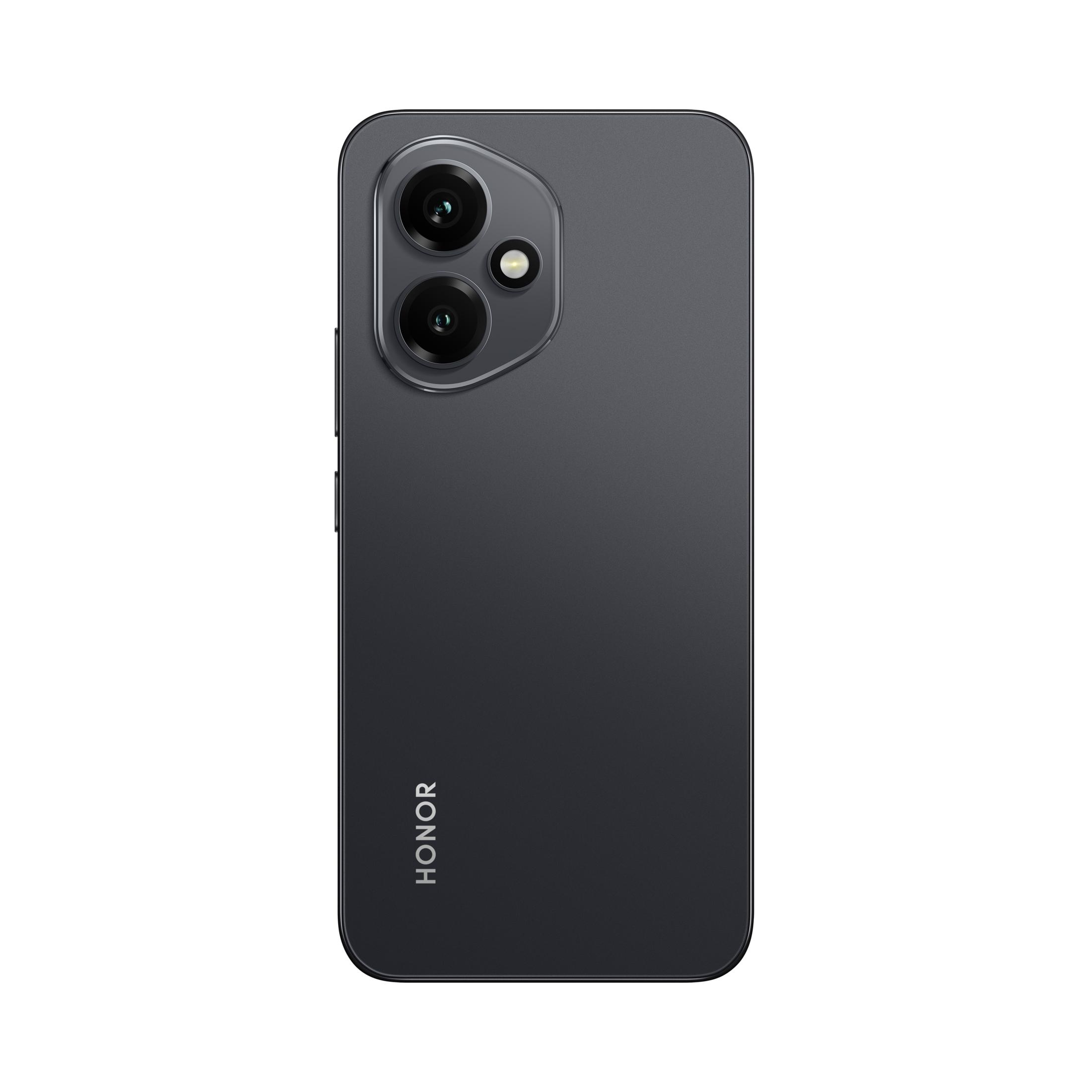 Dunkelgraues Honor Smartphone mit drei Kameras auf der Rückseite.