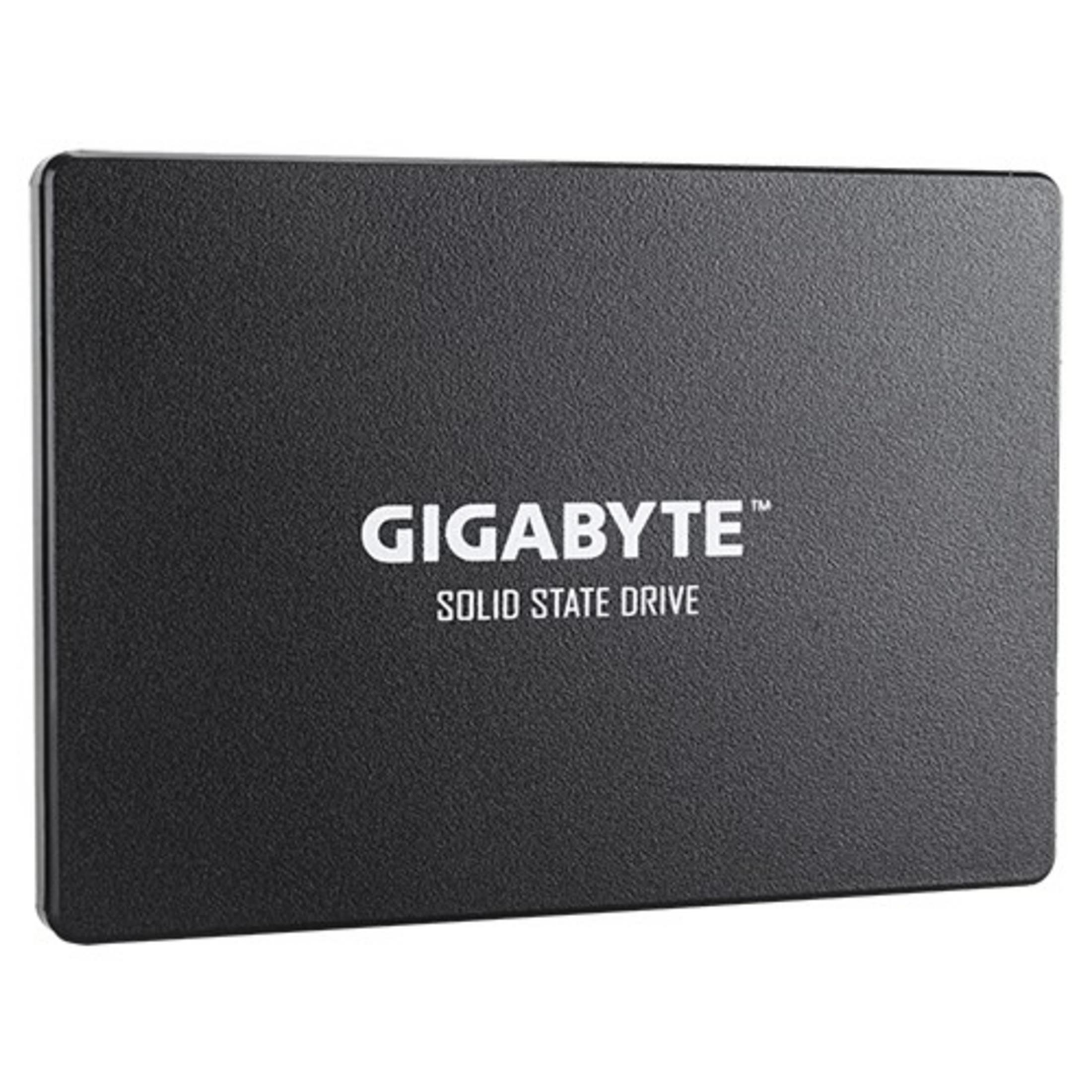 Czarny dysk SSD Gigabyte z białym napisem.