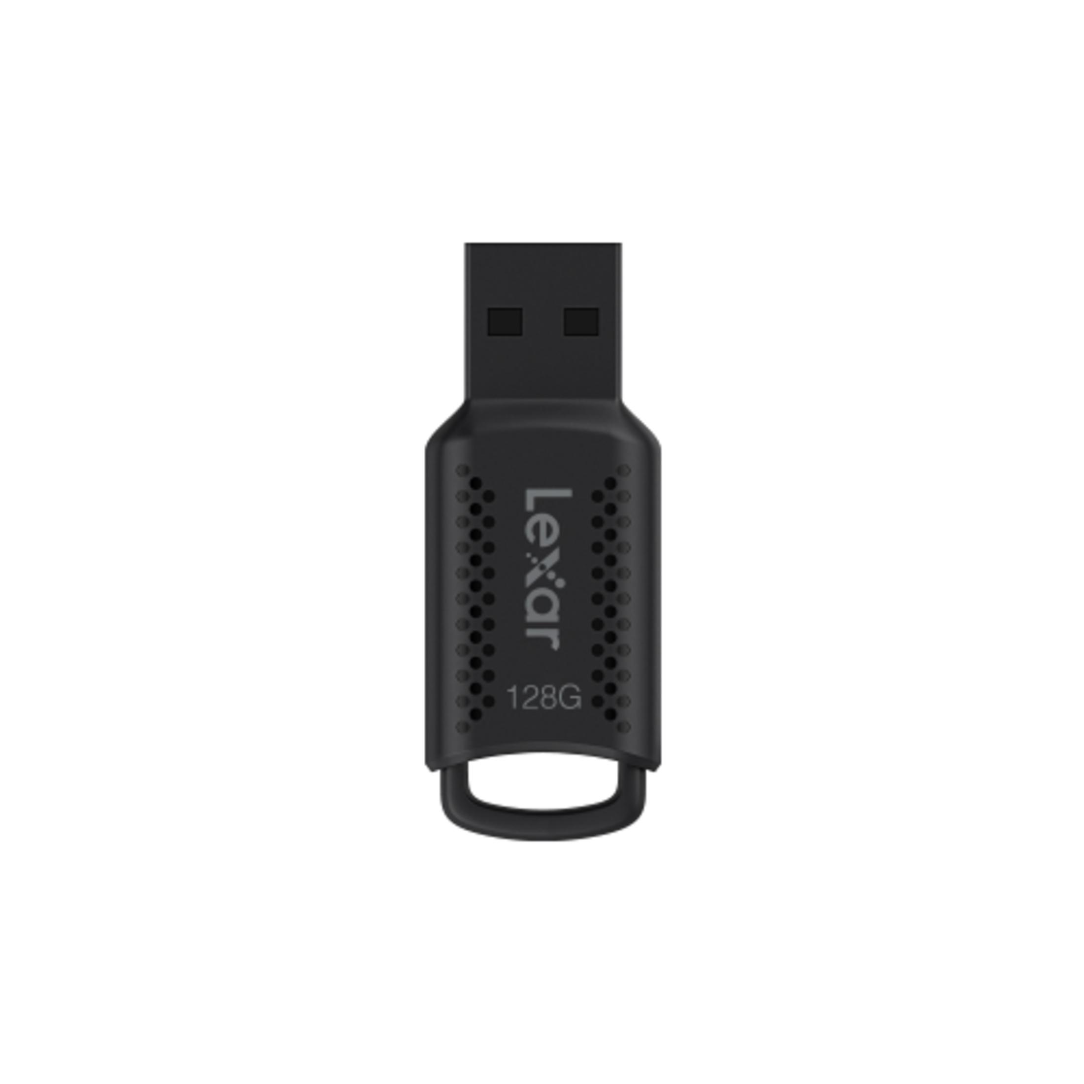 Czarny pendrive Lexar 128GB z pętelką na końcu.
