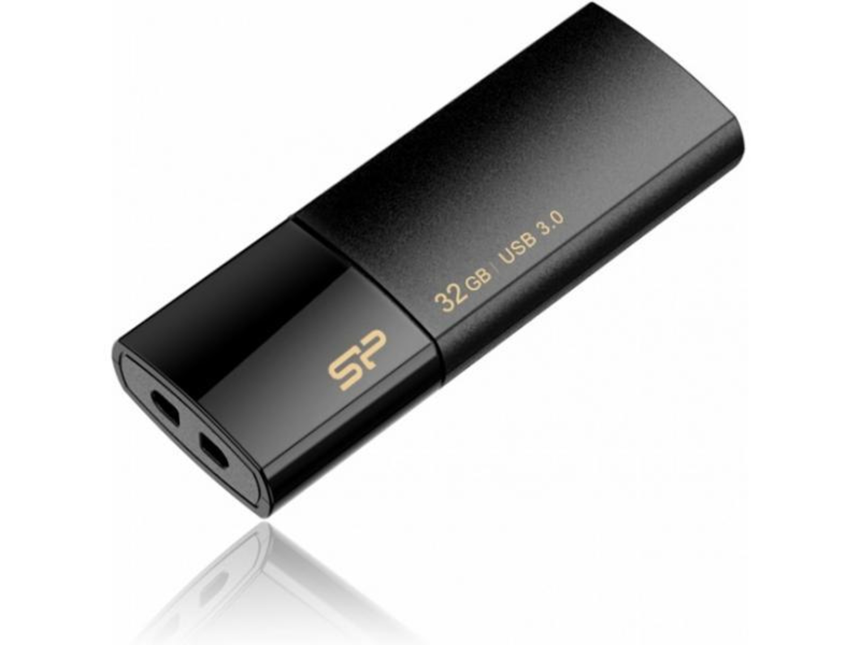 Czarny pendrive 32 GB USB 3.0 z logo marki.