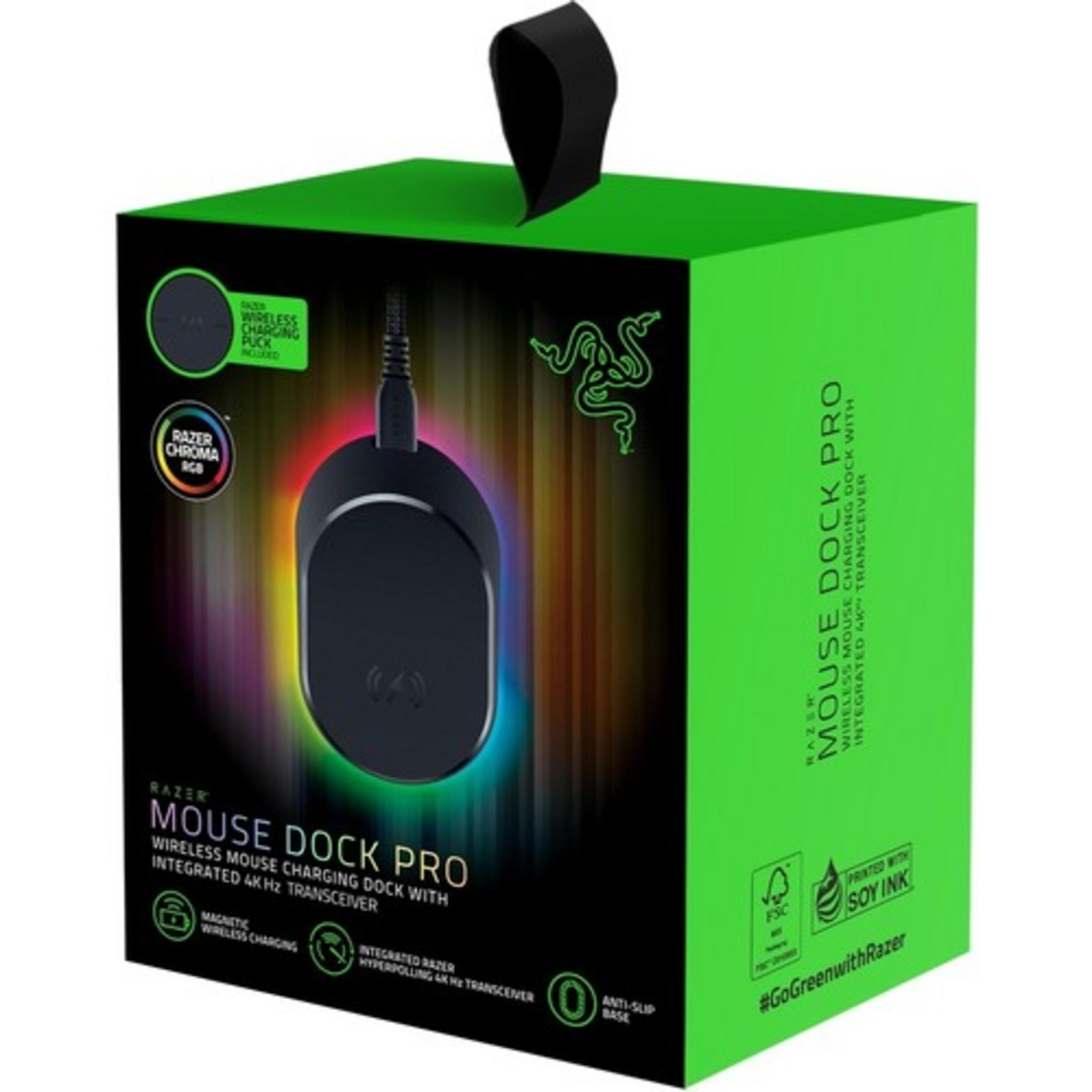 Razer Maus-Ladestation Pro mit integriertem 4-kHz-Transceiver, grün.
