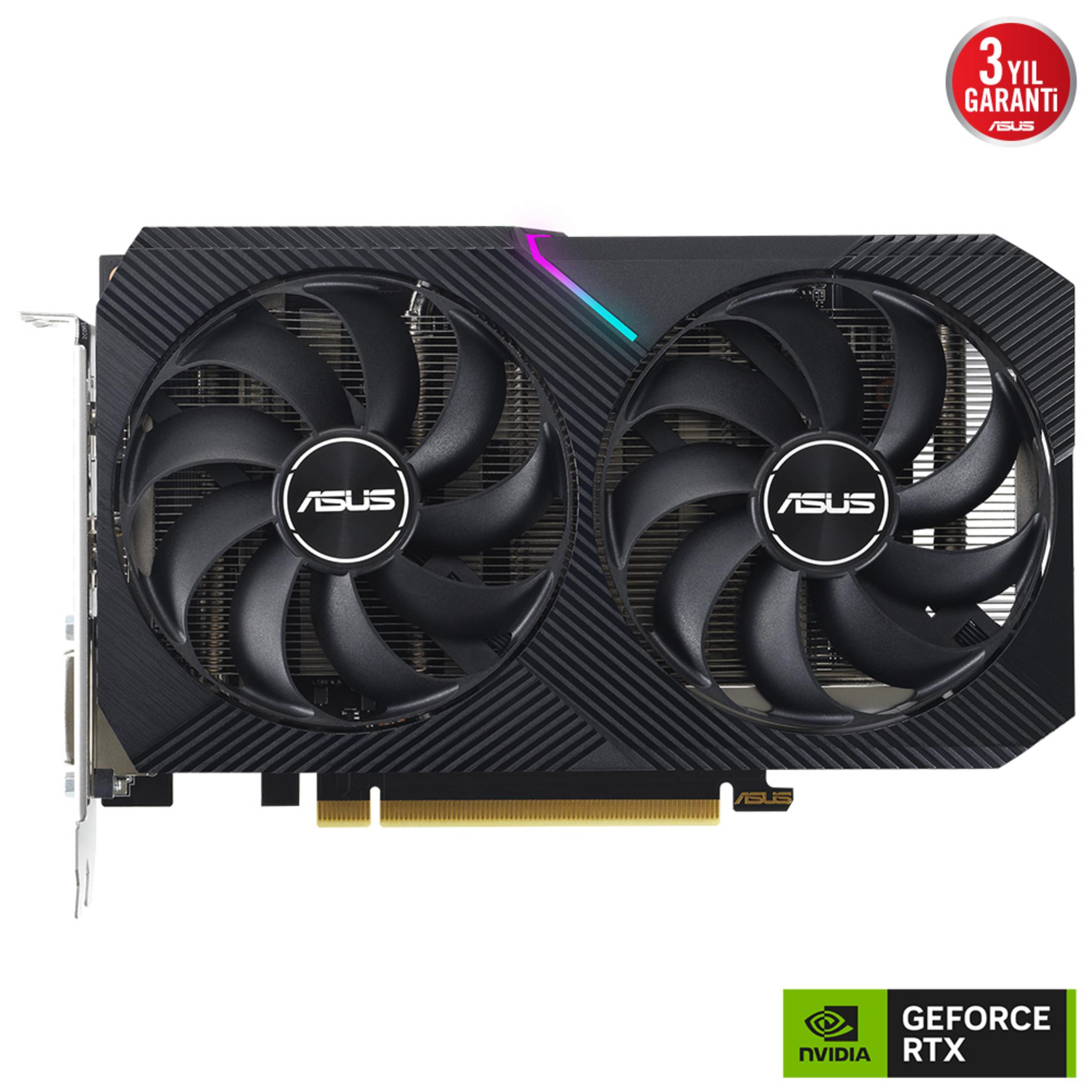Black graphics card with two fans and RGB lighting.