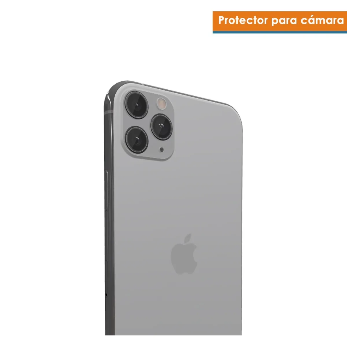 iPhone grigio con tripla fotocamera e logo Apple sul retro.