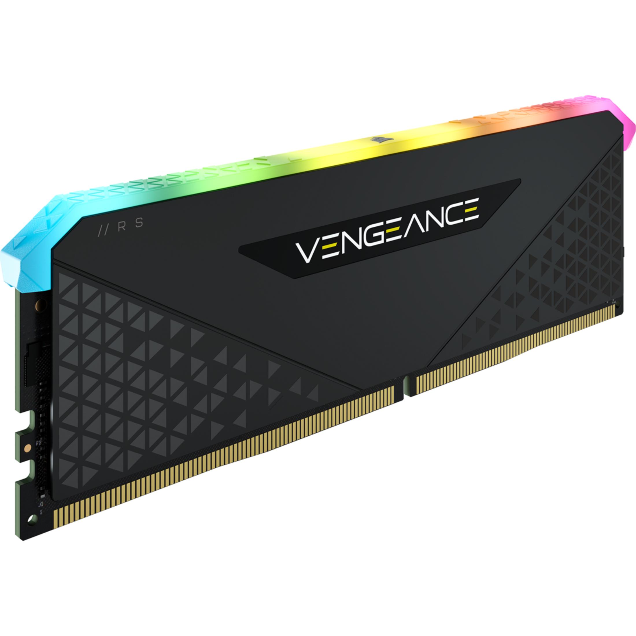 Modulo RAM nero con illuminazione RGB e logo "VENGEANCE".