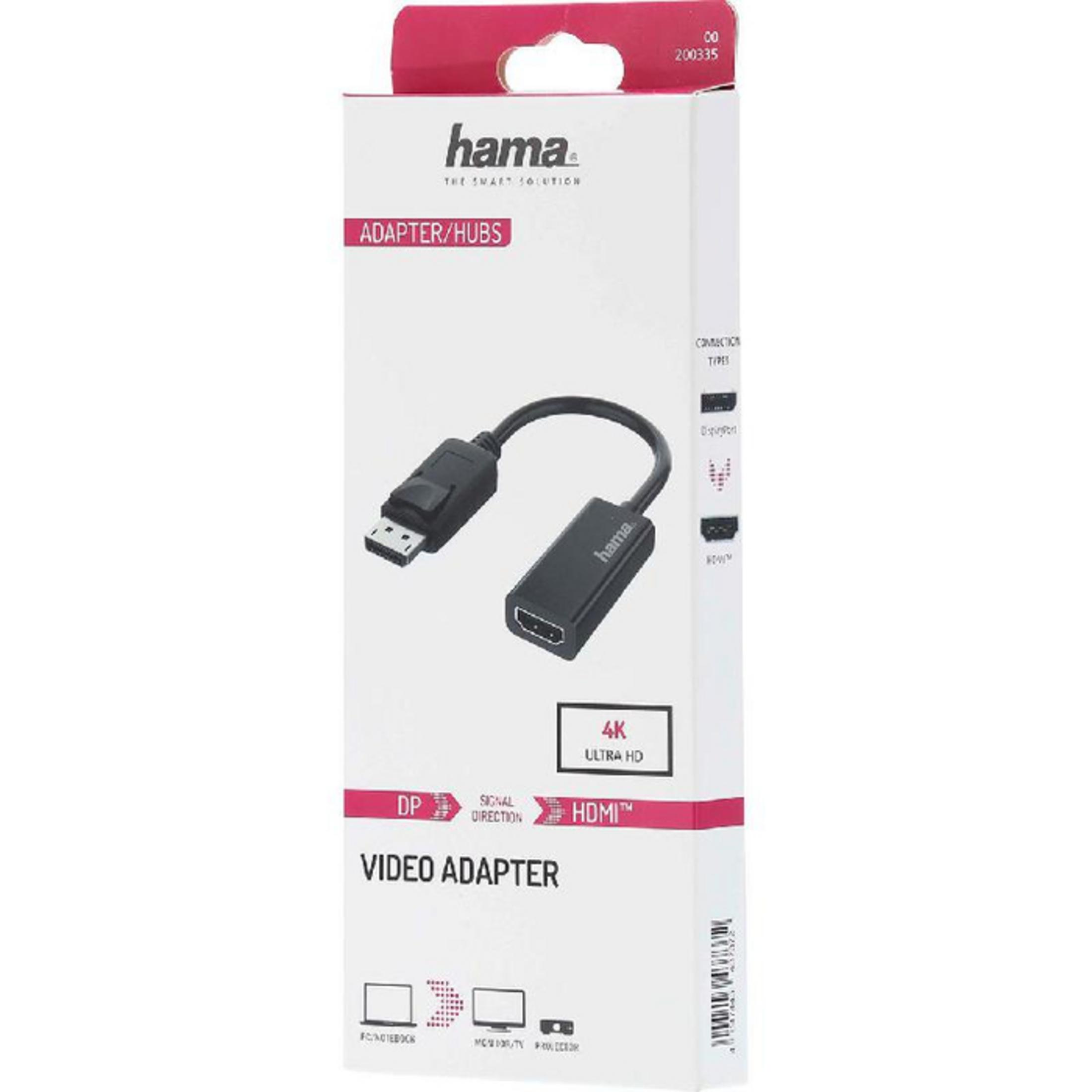 Hama Adapter: DisplayPort zu HDMI für 4K Ultra HD Videosignale.