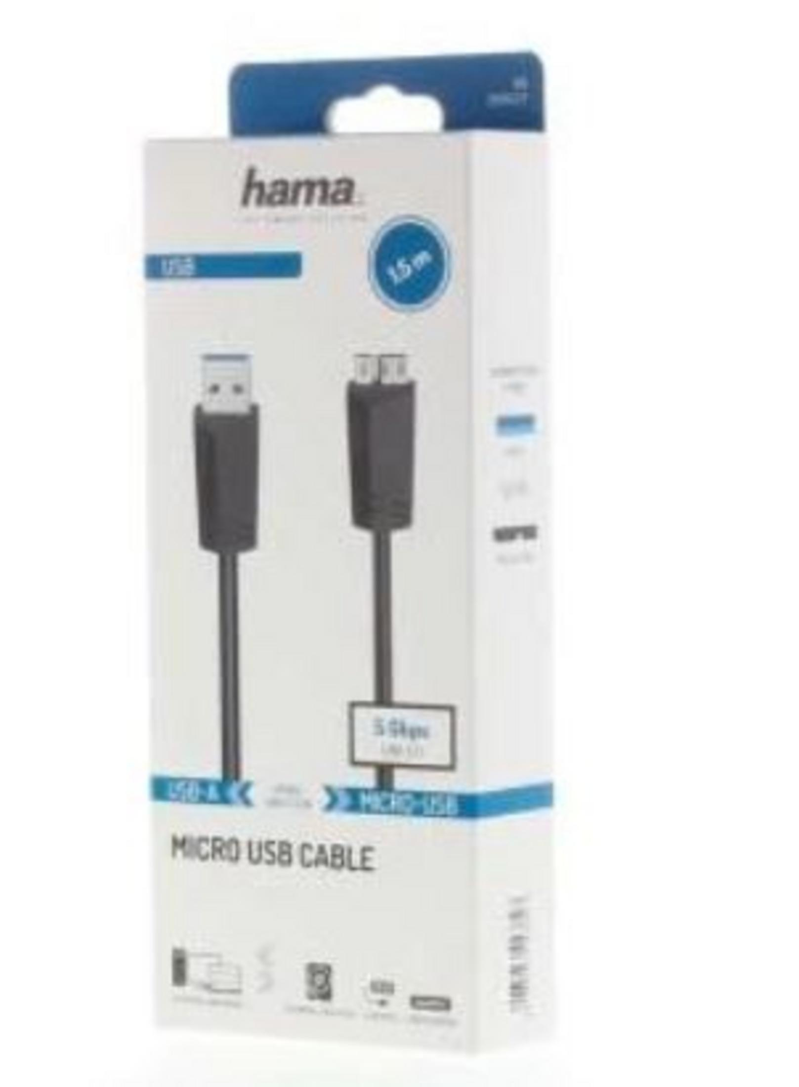 Kabel Micro USB Hama, 1,5m, na białym kartonie