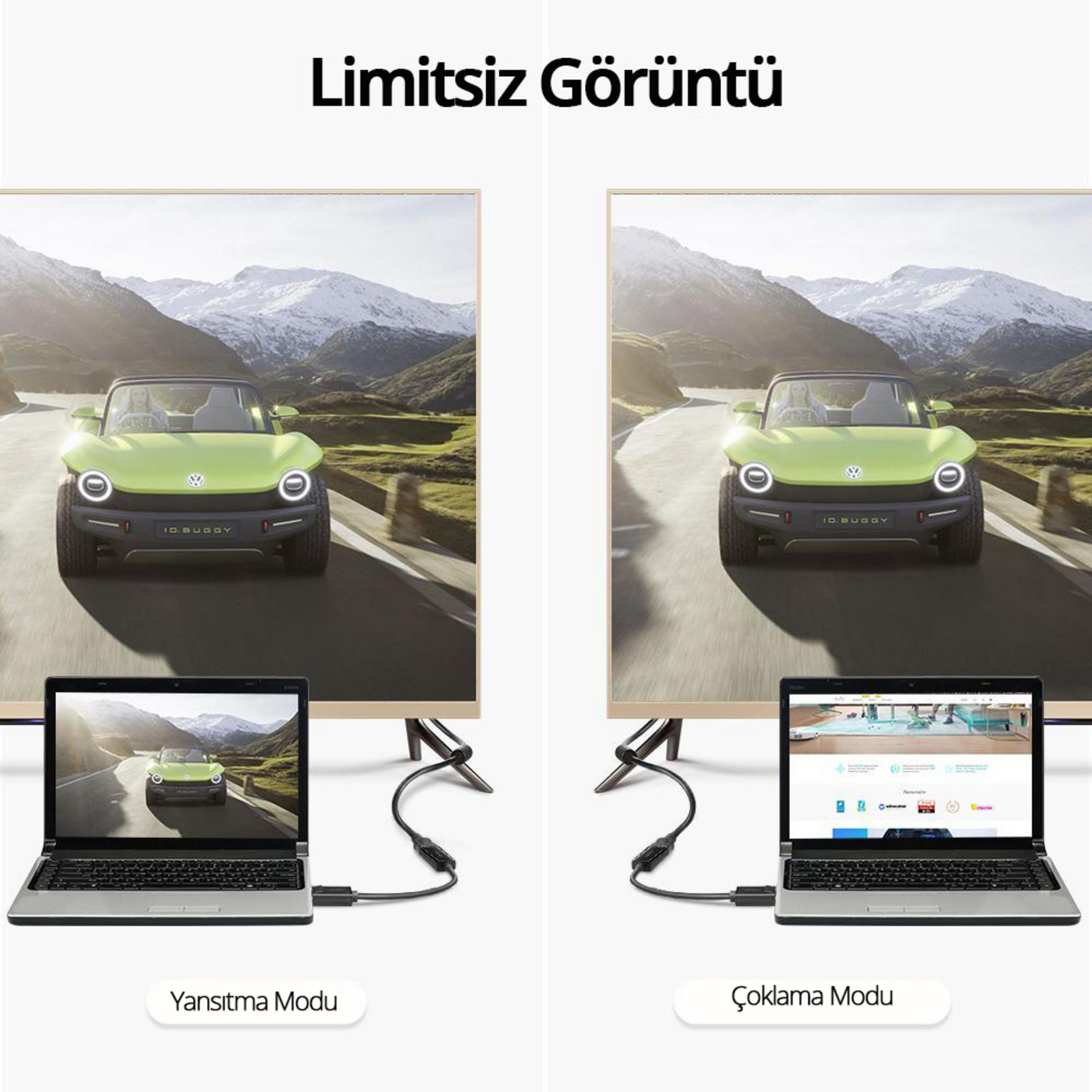 Dwa ekrany pokazują samochody i góry. Jeden jest odbiciem.