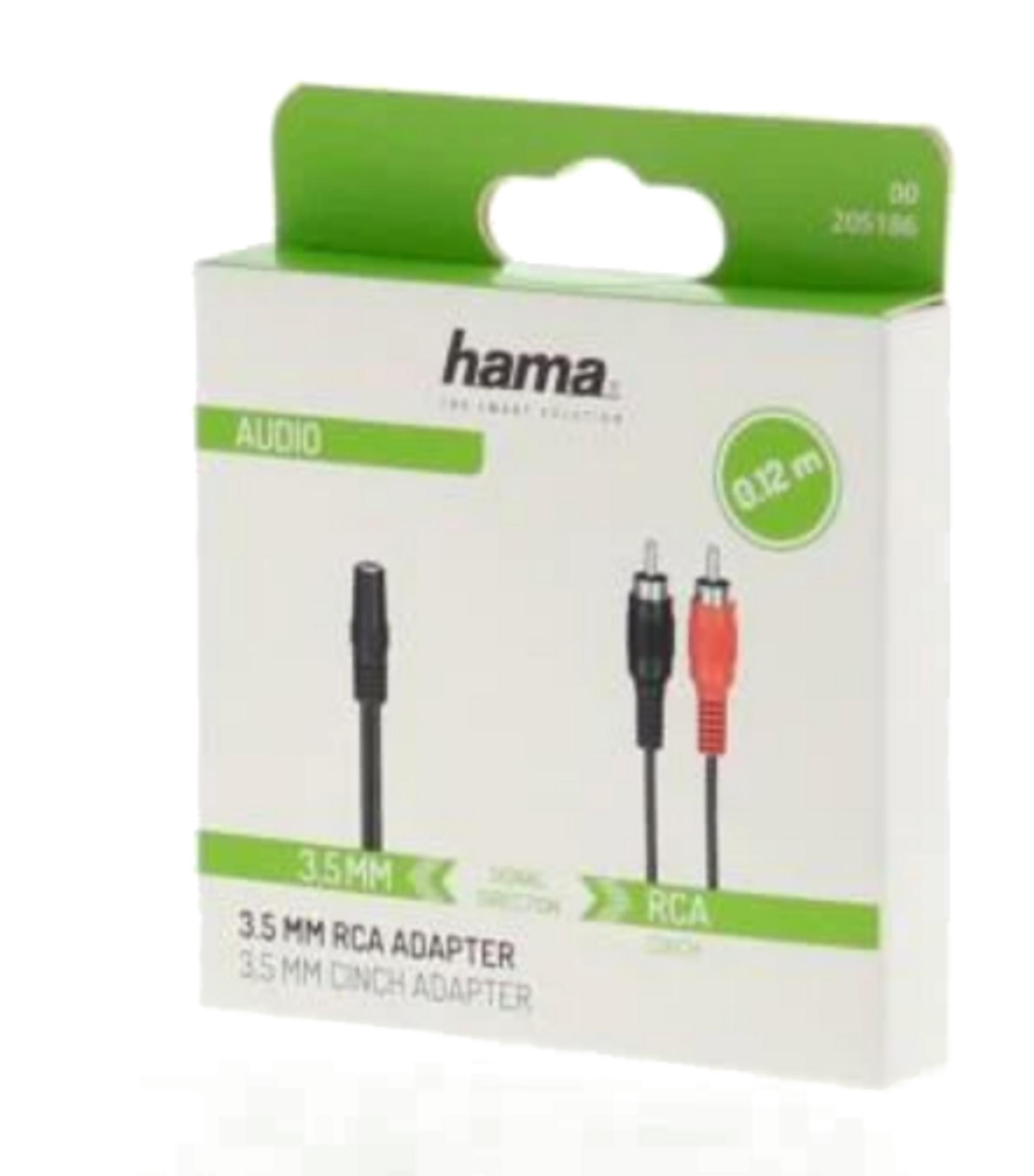 Kabel adaptera Hama 3,5mm na RCA, 0,12m.