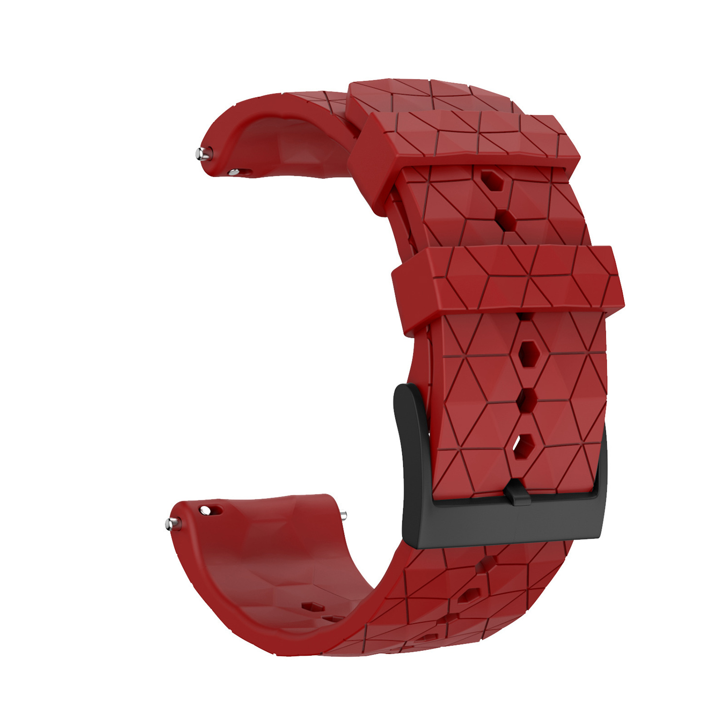 Rotes Armband mit geometrischem Muster und schwarzer Schnalle